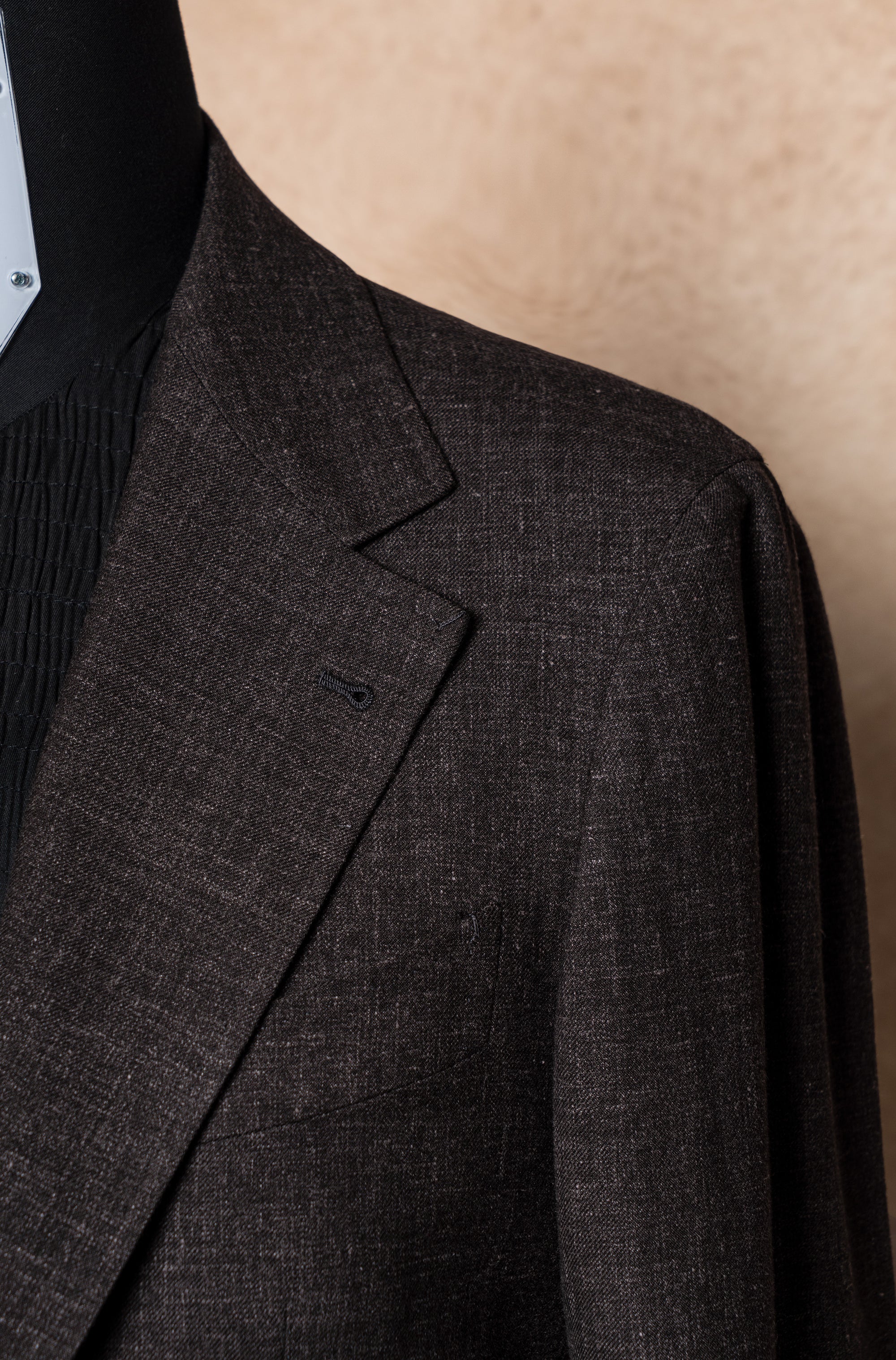 MTO Dark Brown Melange Cashmere Silk Jacket #381