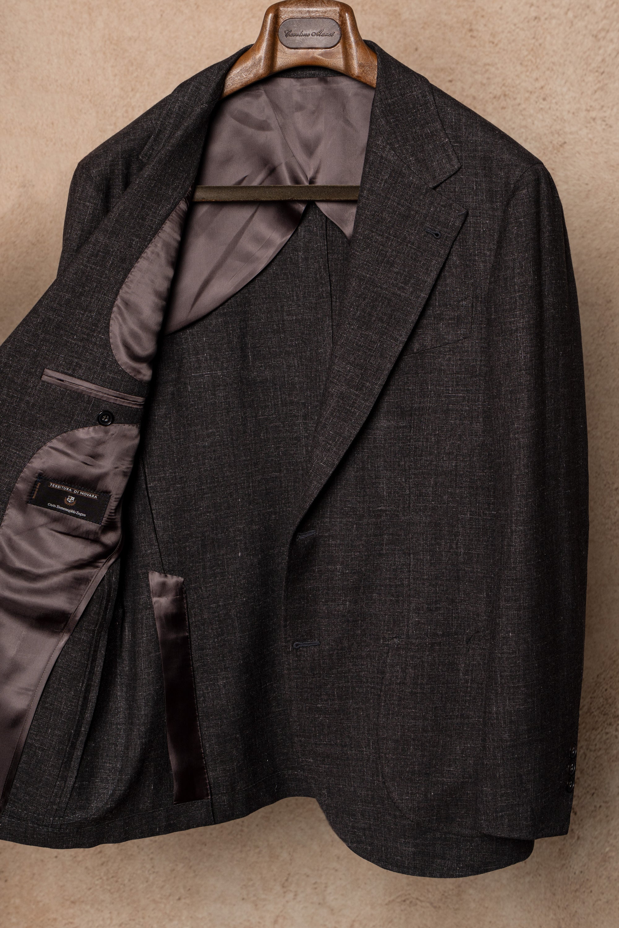 MTO Dark Brown Melange Cashmere Silk Jacket #381
