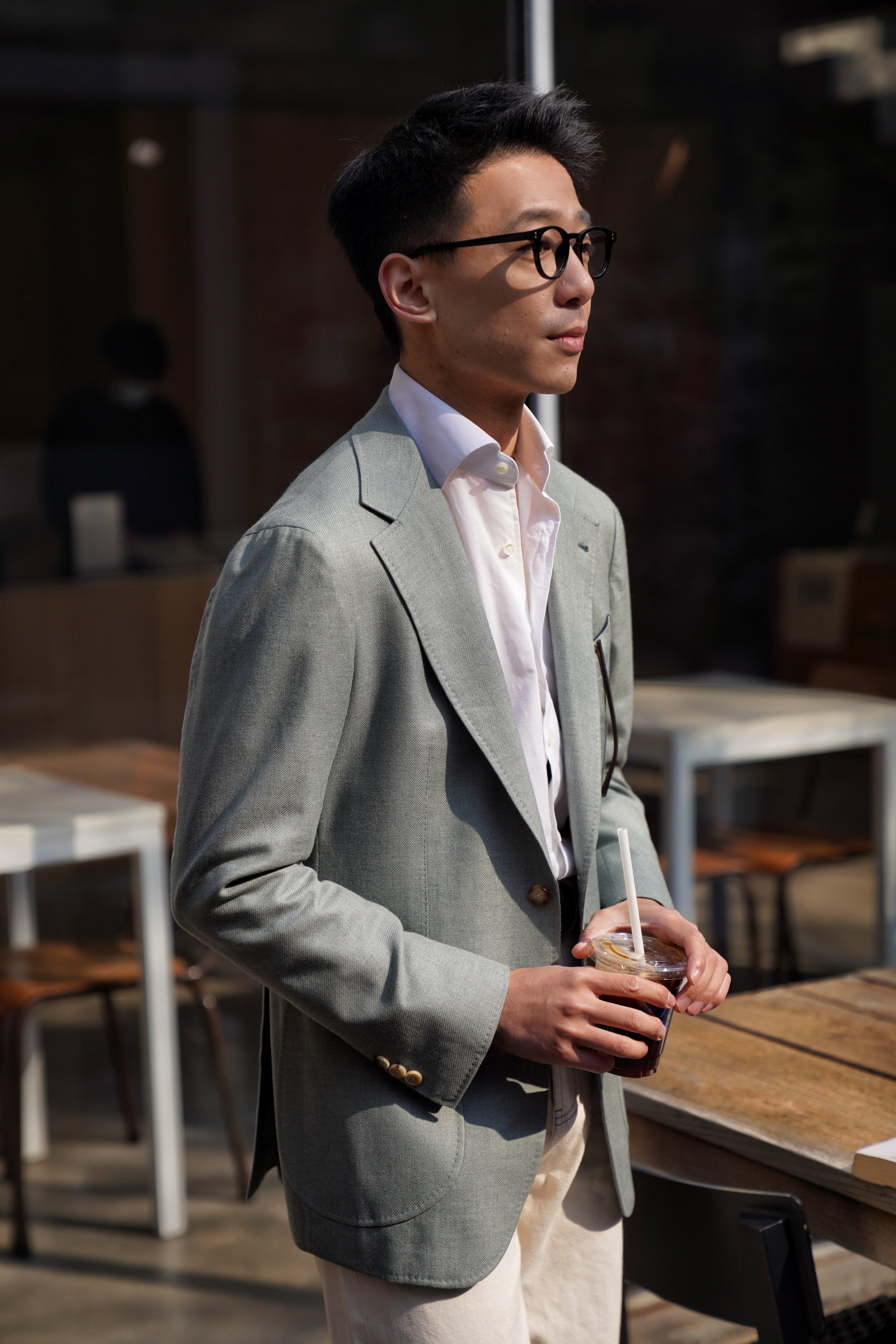 MTO Dusty Green Cotton Cashmere Silk Jacket