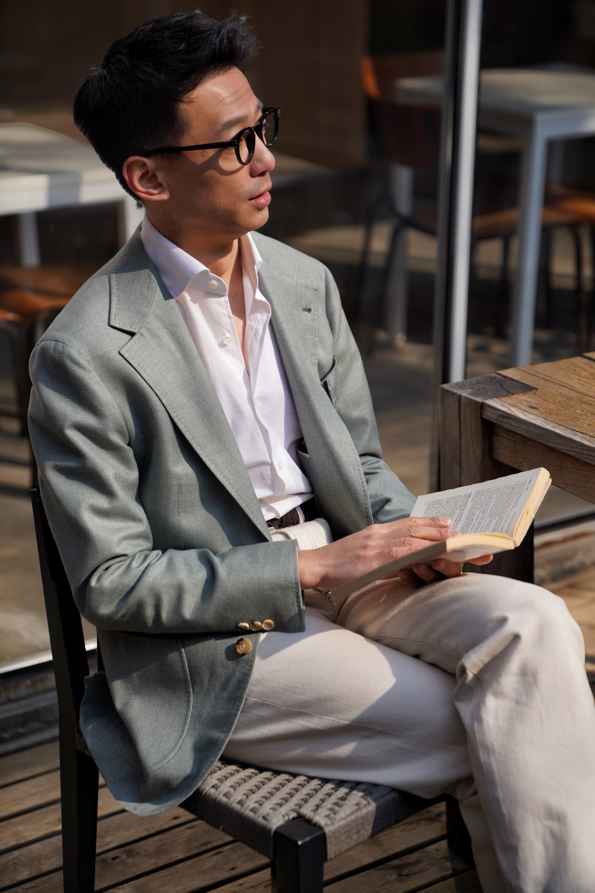 MTO Dusty Green Cotton Cashmere Silk Jacket