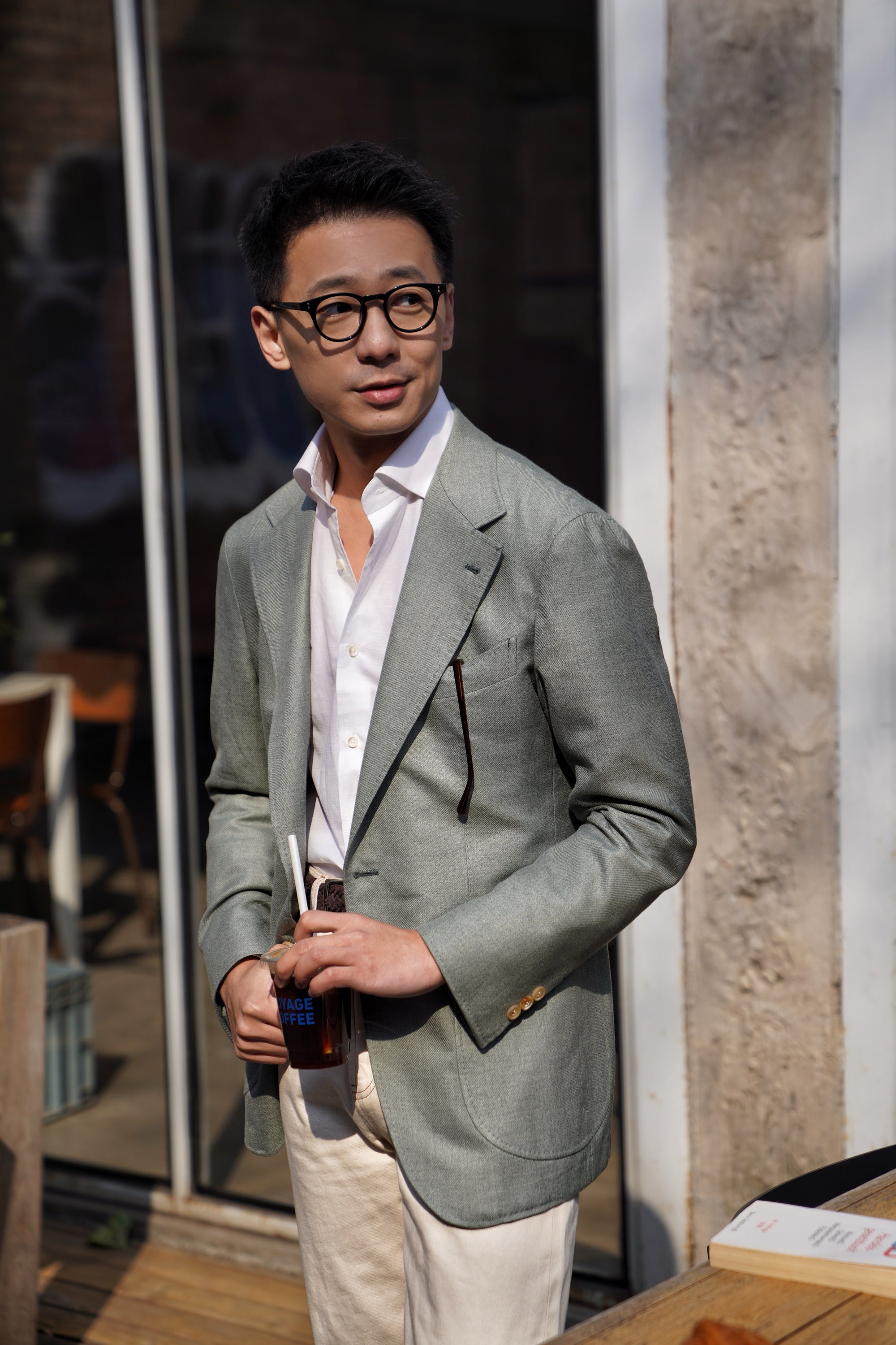 MTO Dusty Green Cotton Cashmere Silk Jacket