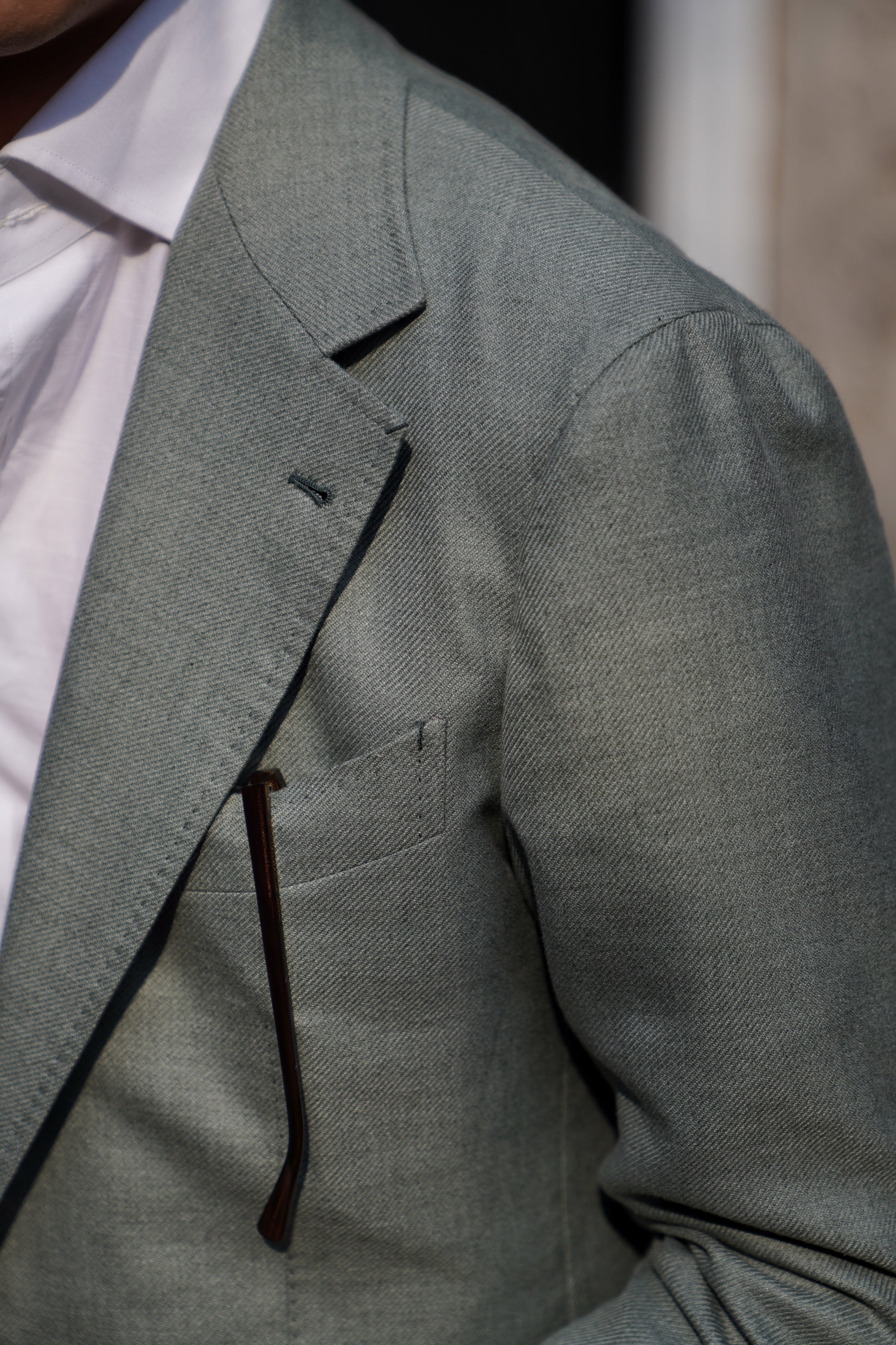 MTO Dusty Green Cotton Cashmere Silk Jacket