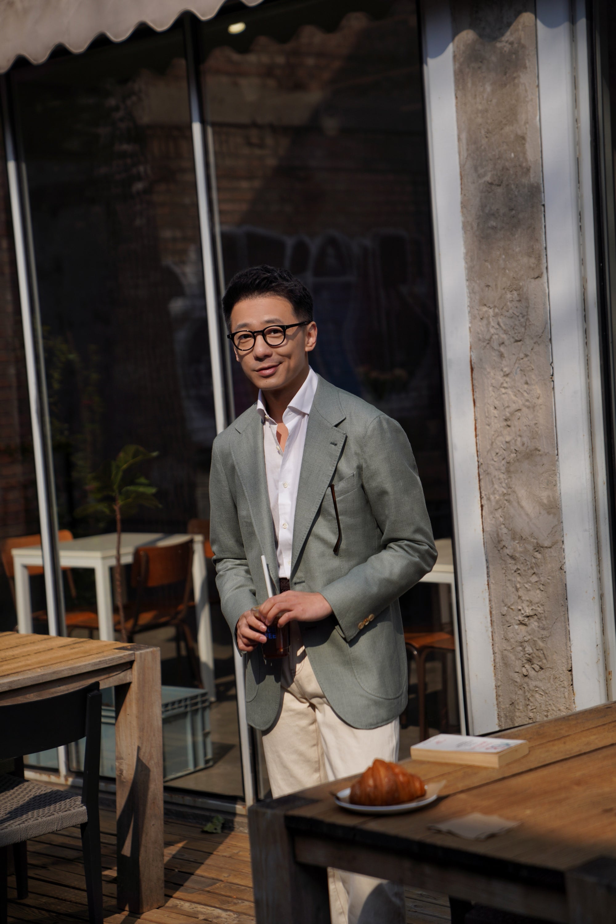 MTO Dusty Green Cotton Cashmere Silk Jacket