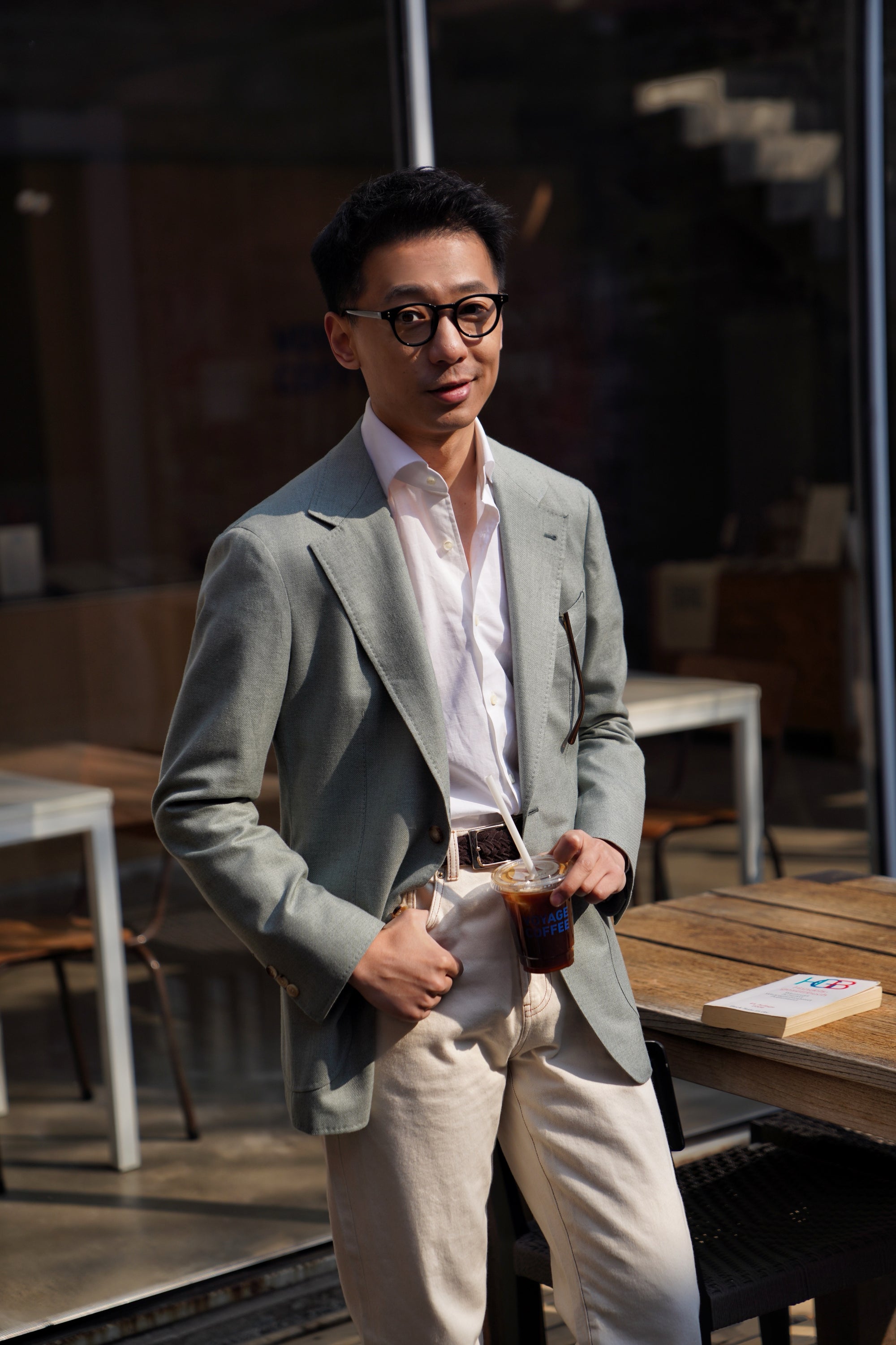 MTO Dusty Green Cotton Cashmere Silk Jacket