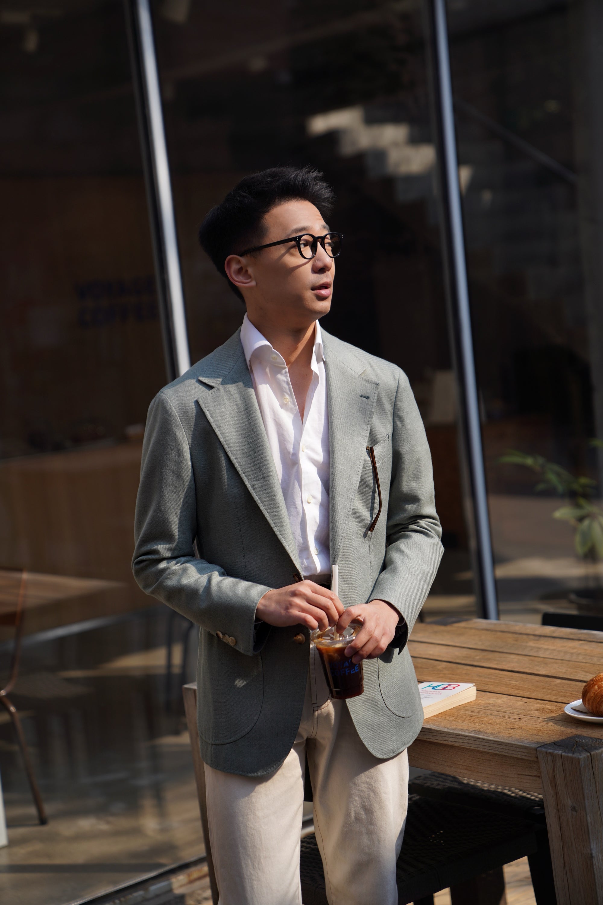 MTO Dusty Green Cotton Cashmere Silk Jacket