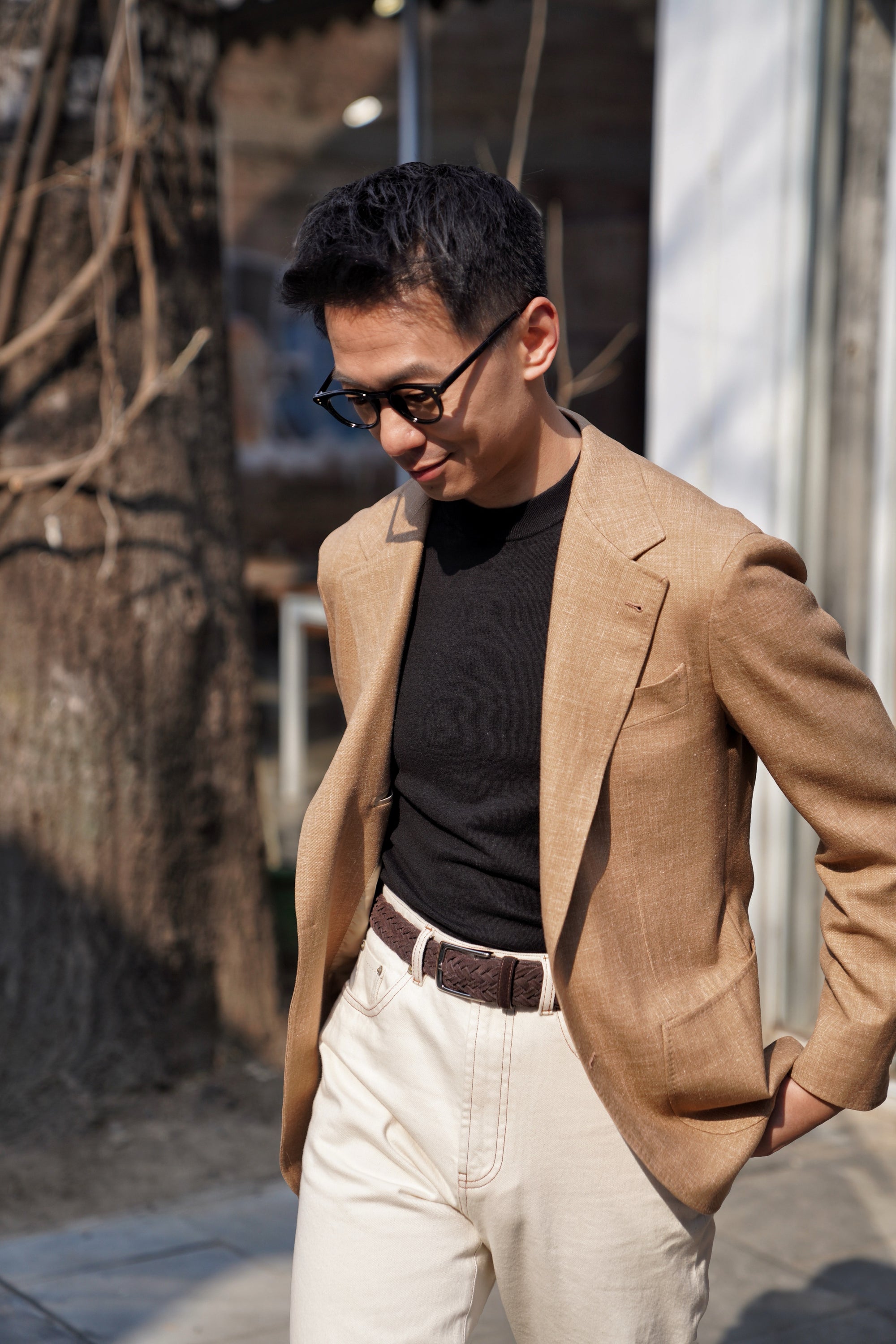 MTO Ochre Melange Cashmere Silk Jacket #382