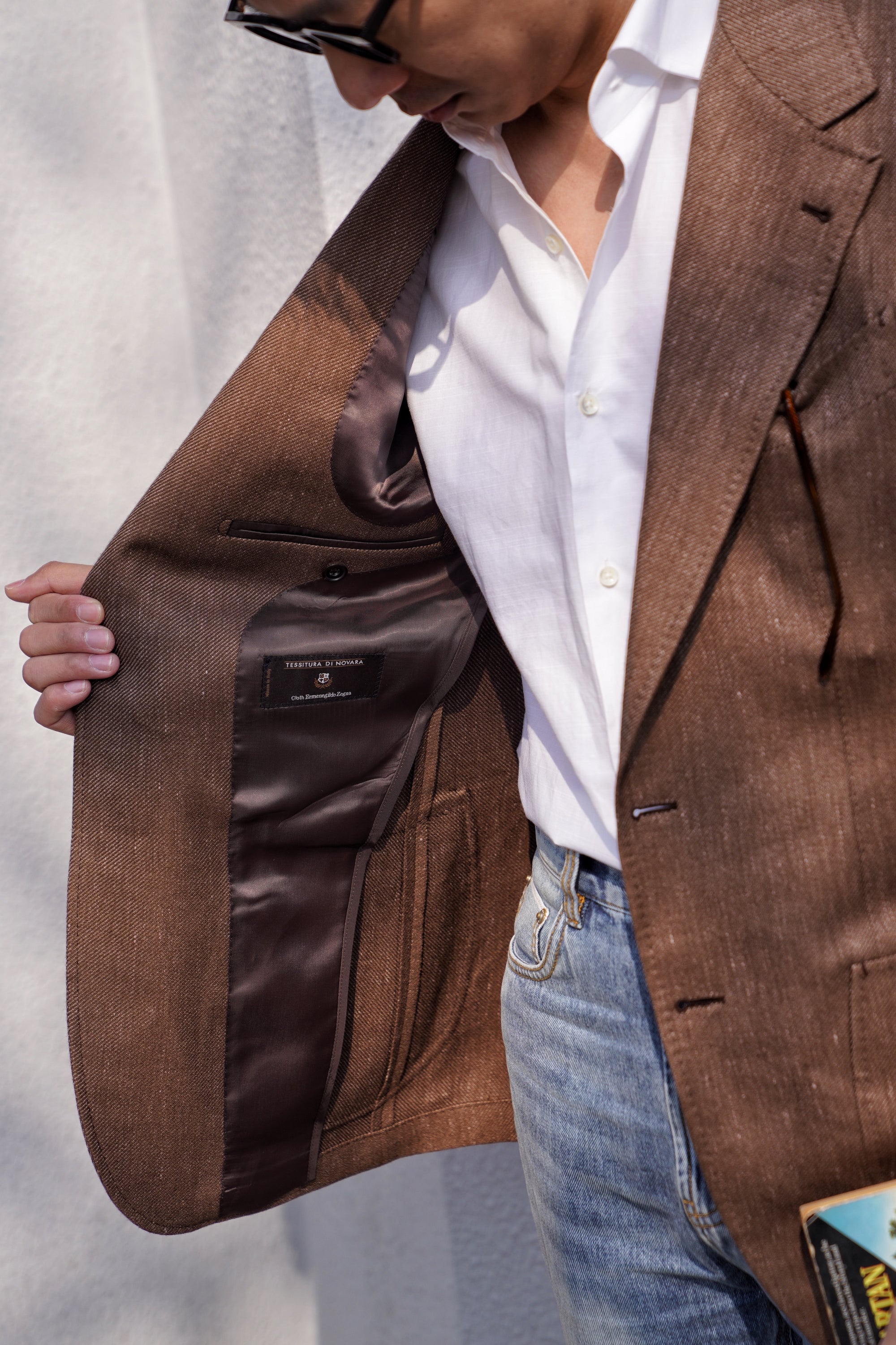 MTO Mocha Cashmere Silk Linen Jacket #379