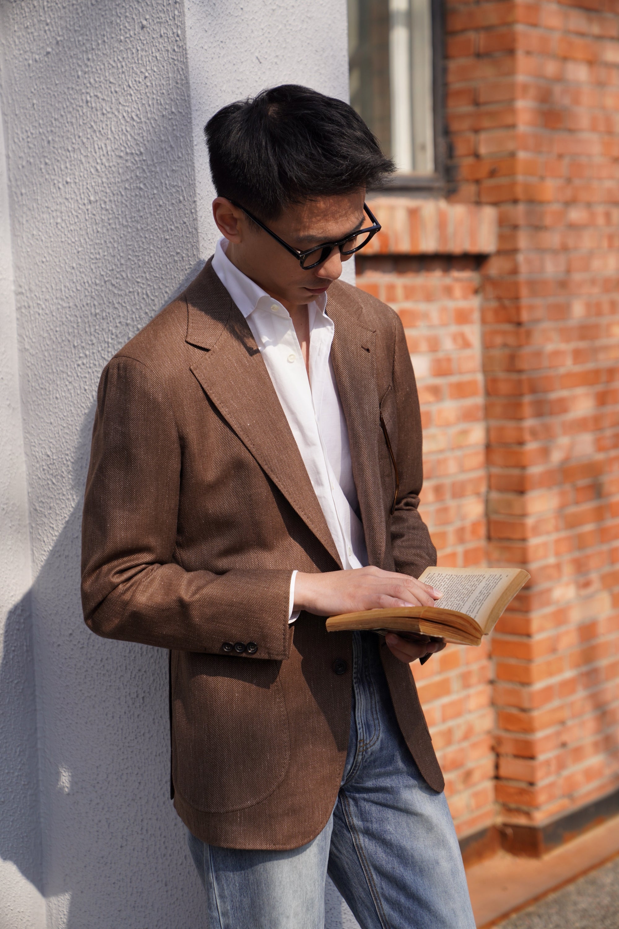 MTO Mocha Cashmere Silk Linen Jacket #379