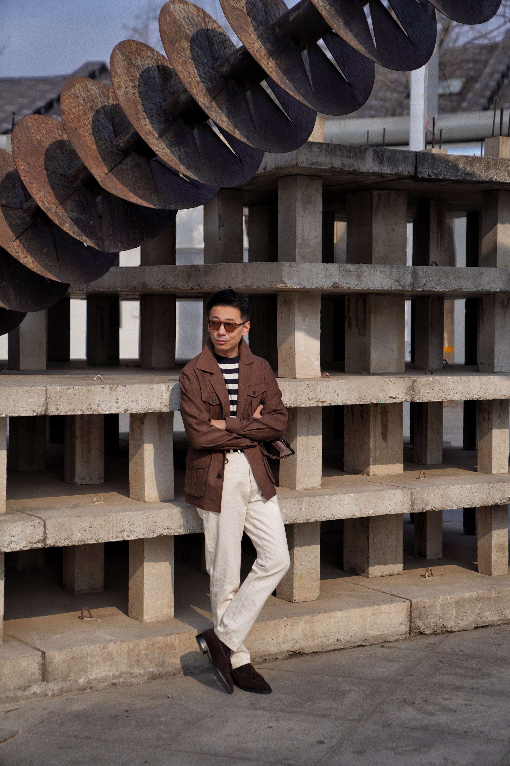 Brown Linen Wool Safari Jacket
