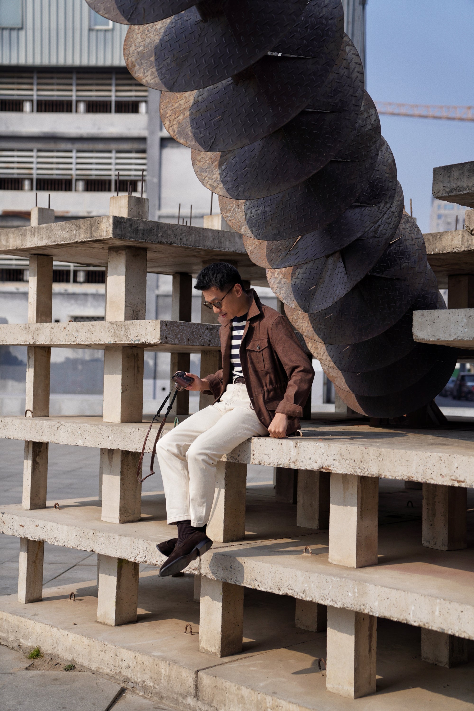 Brown Linen Wool Safari Jacket