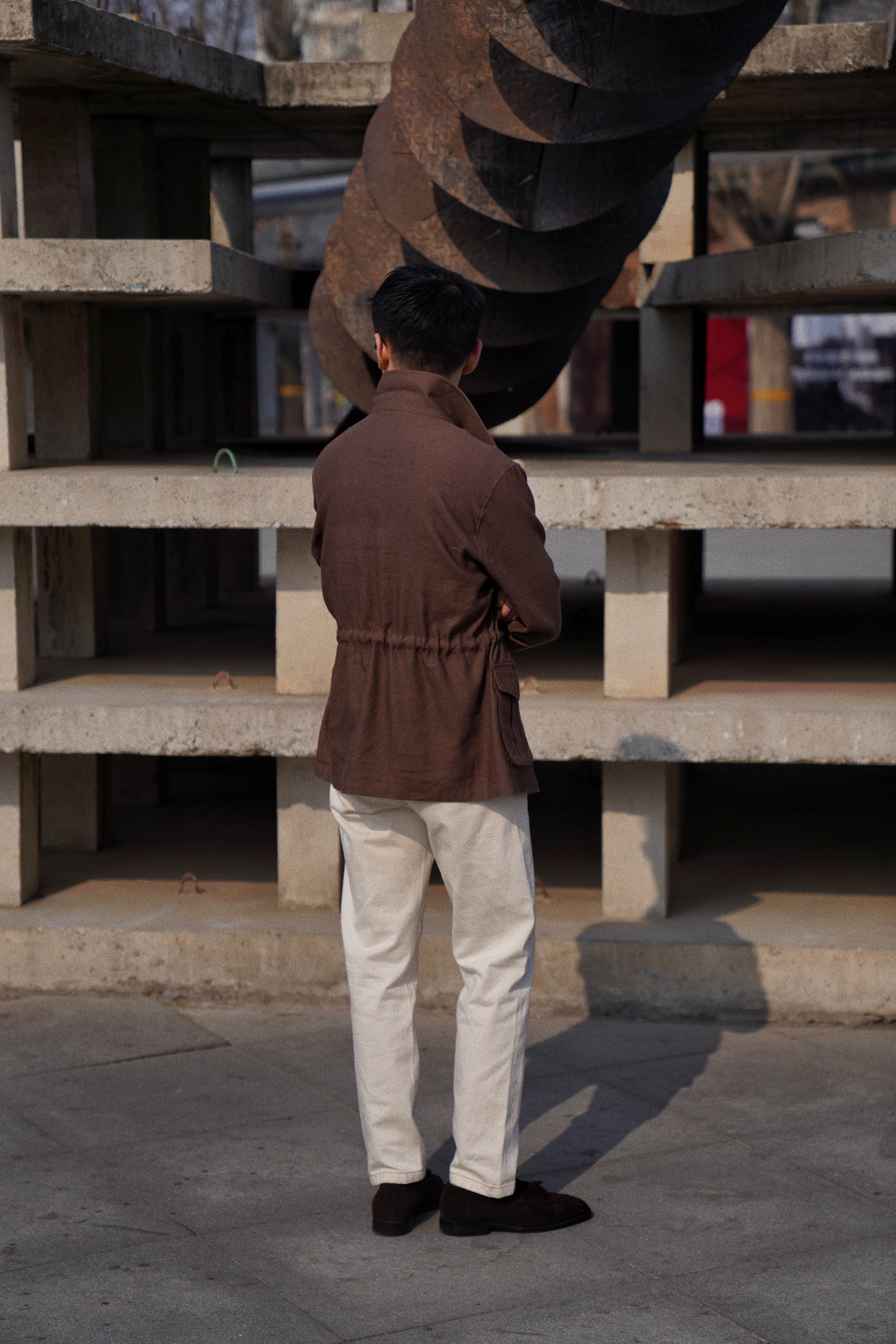 Brown Linen Wool Safari Jacket
