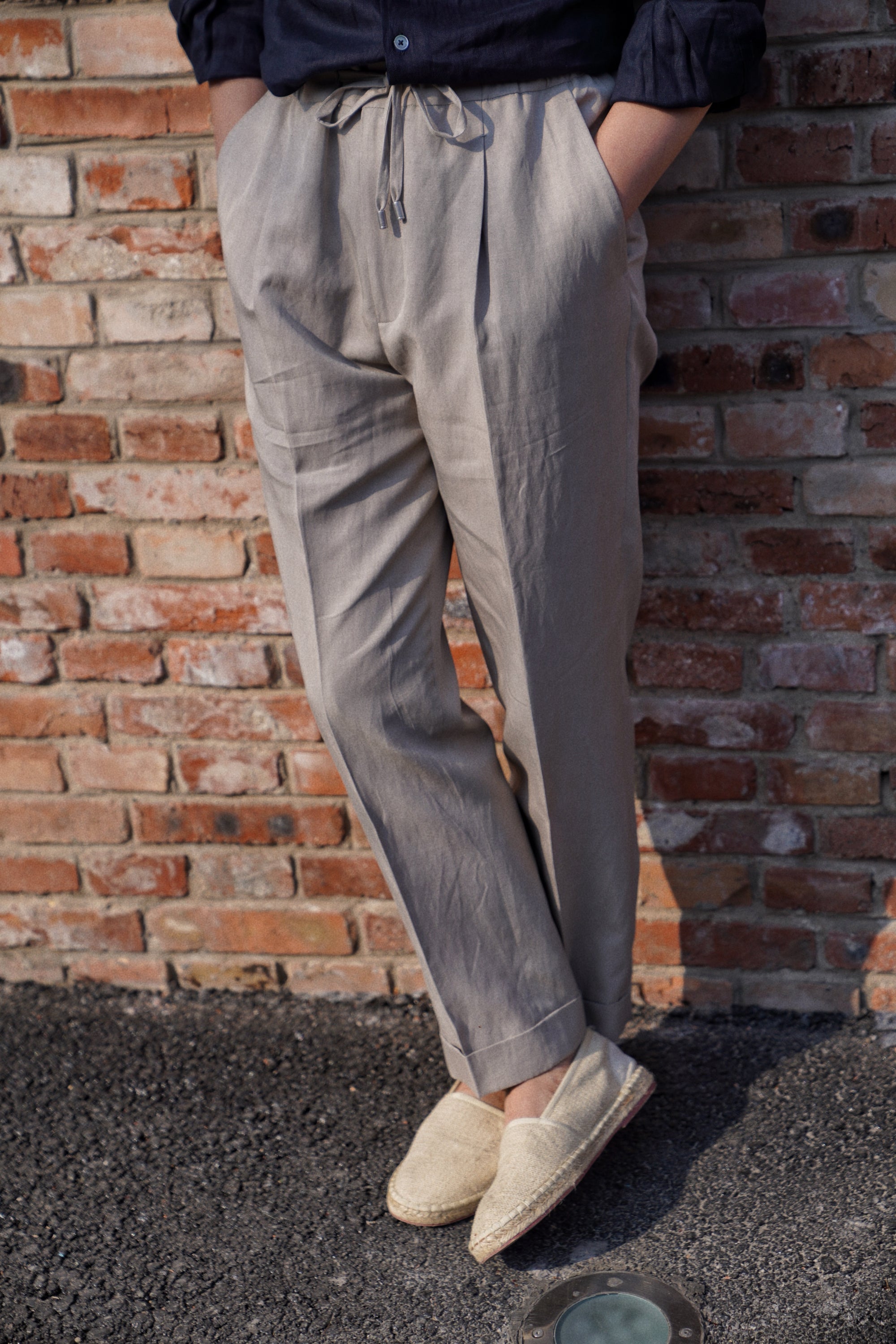 Stone Cotton Linen Tencel Drawstring Trousers #316