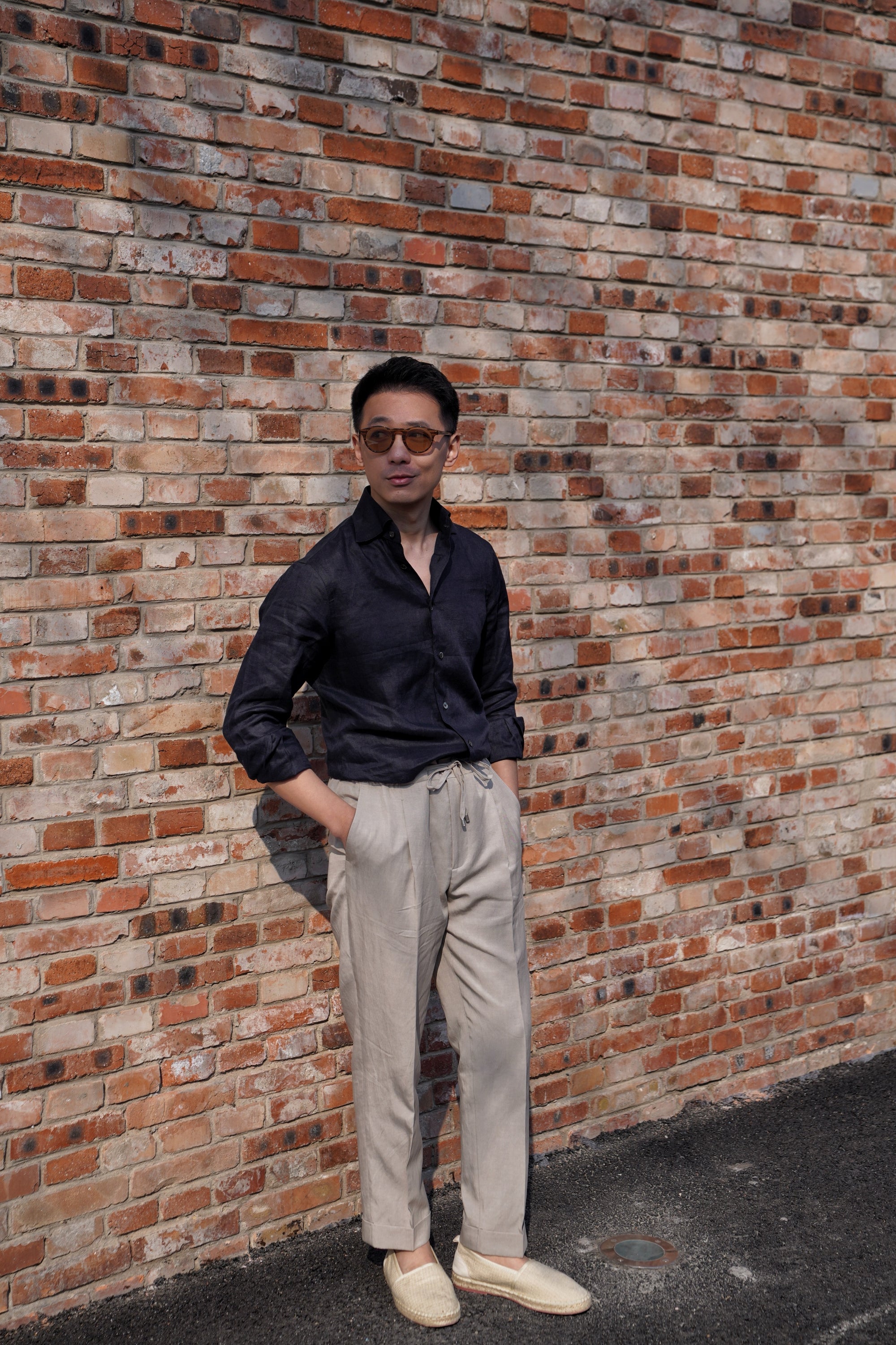 Stone Cotton Linen Tencel Drawstring Trousers #316
