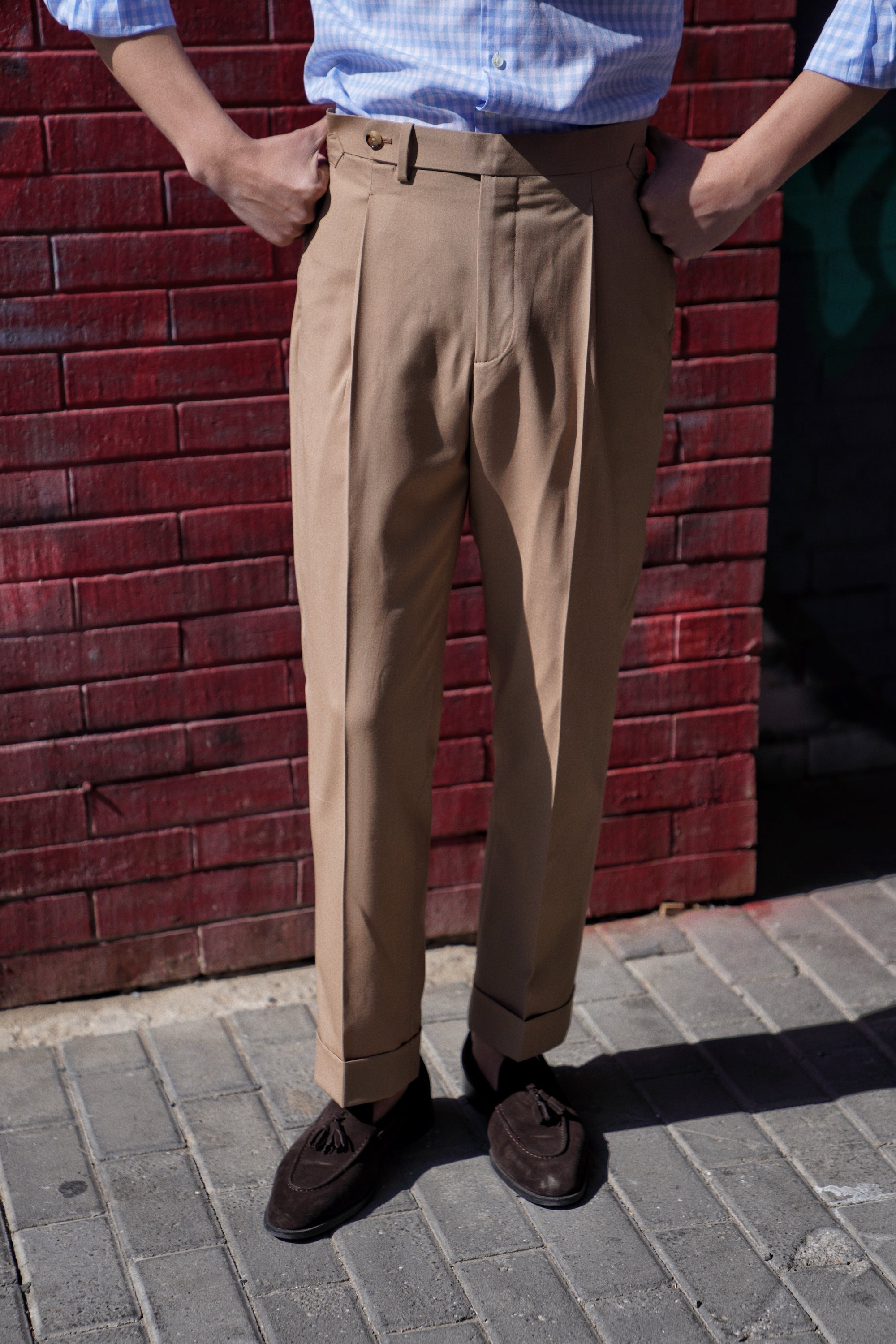 Khaki Wool Silk Extralight Trousers #292