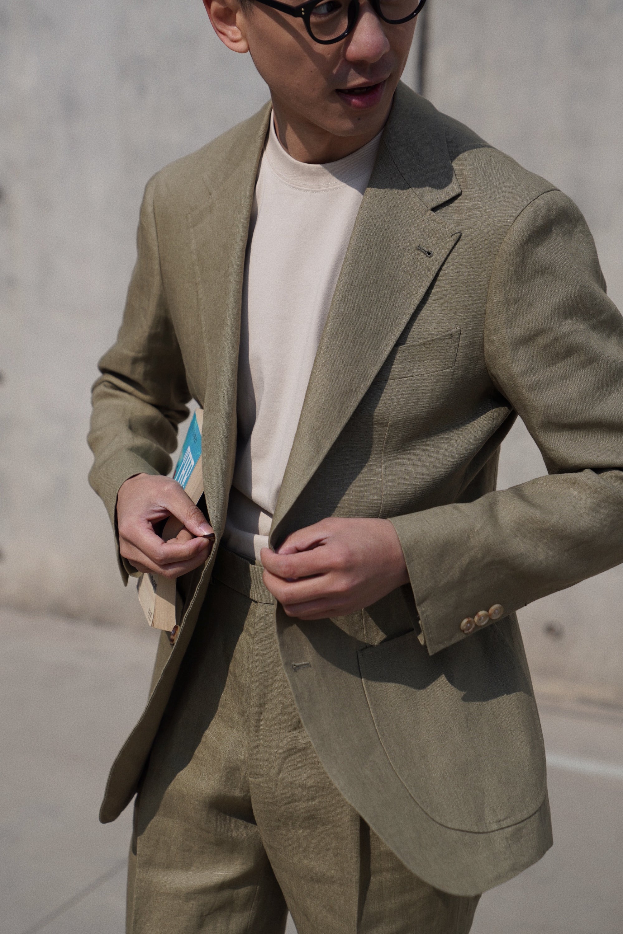 MTO Olive Irish Linen Suit #324