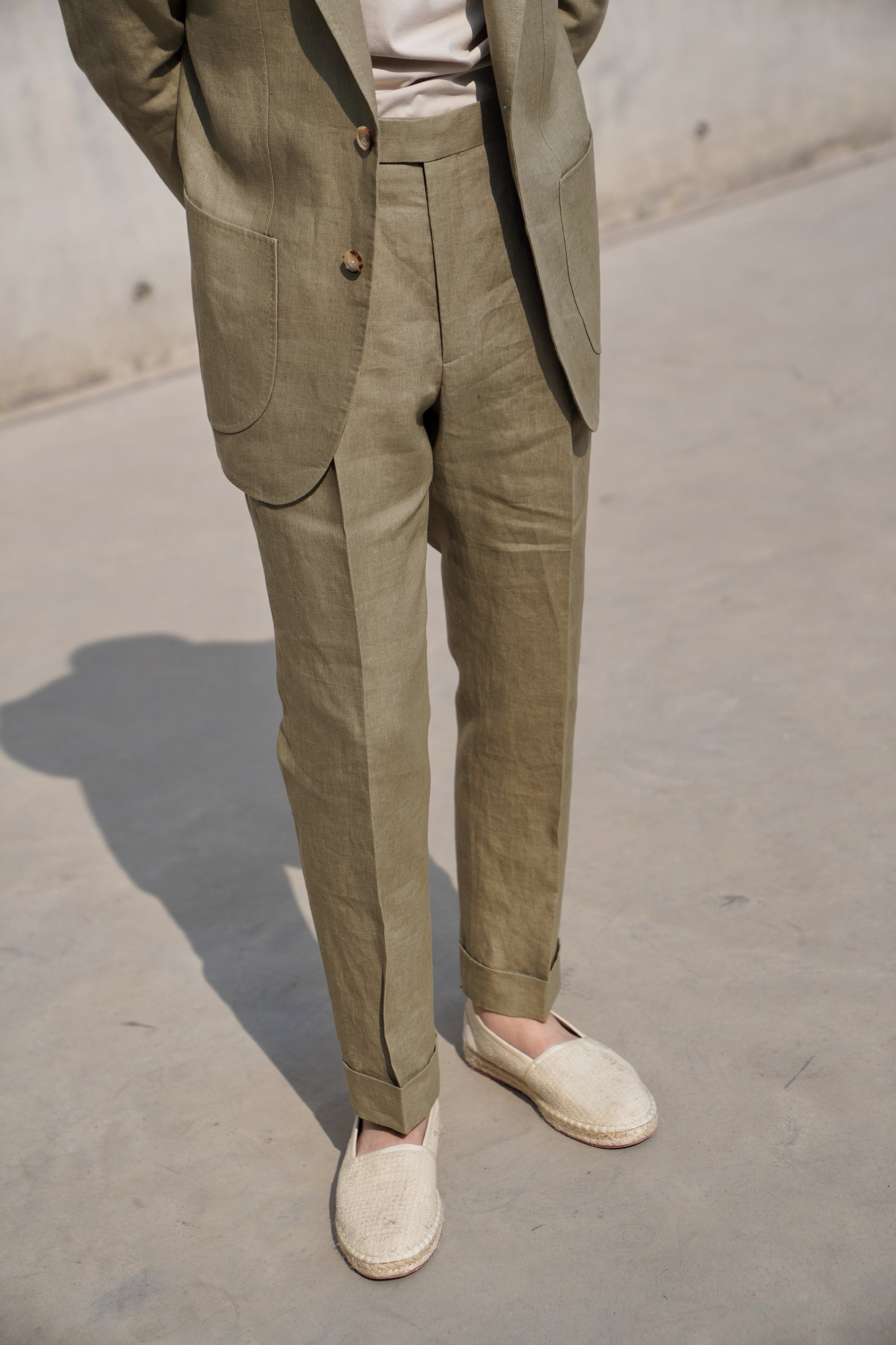 MTO Olive Irish Linen Suit #324