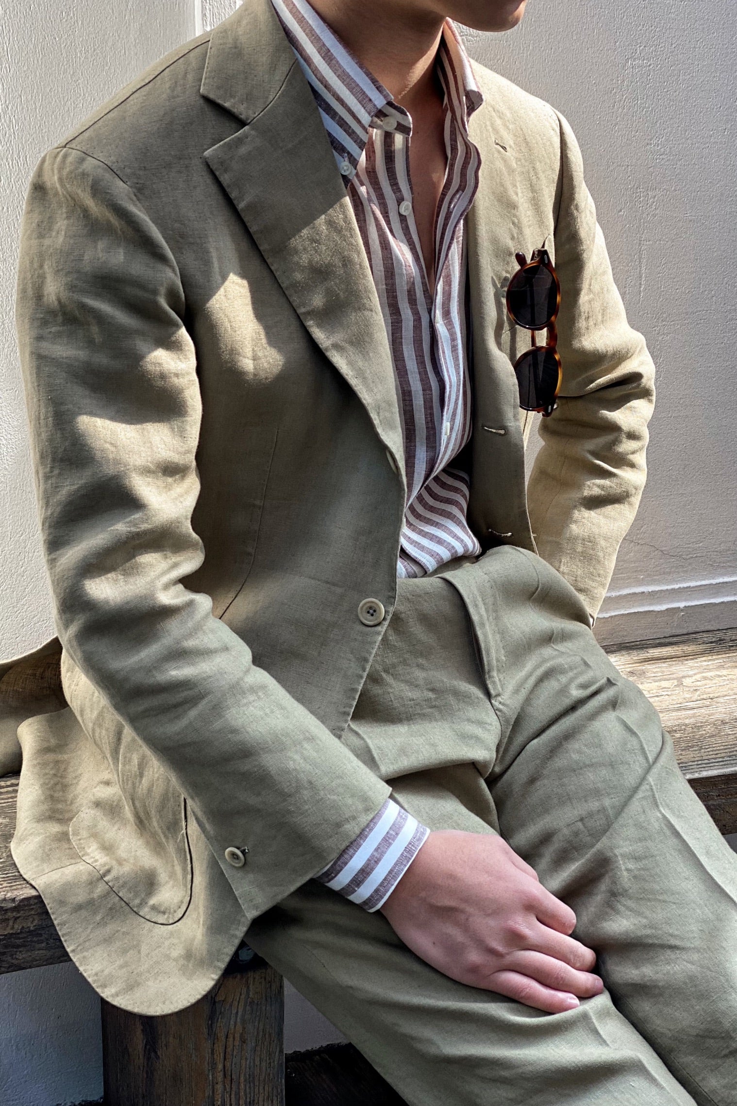 MTO Olive Irish Linen Suit #324
