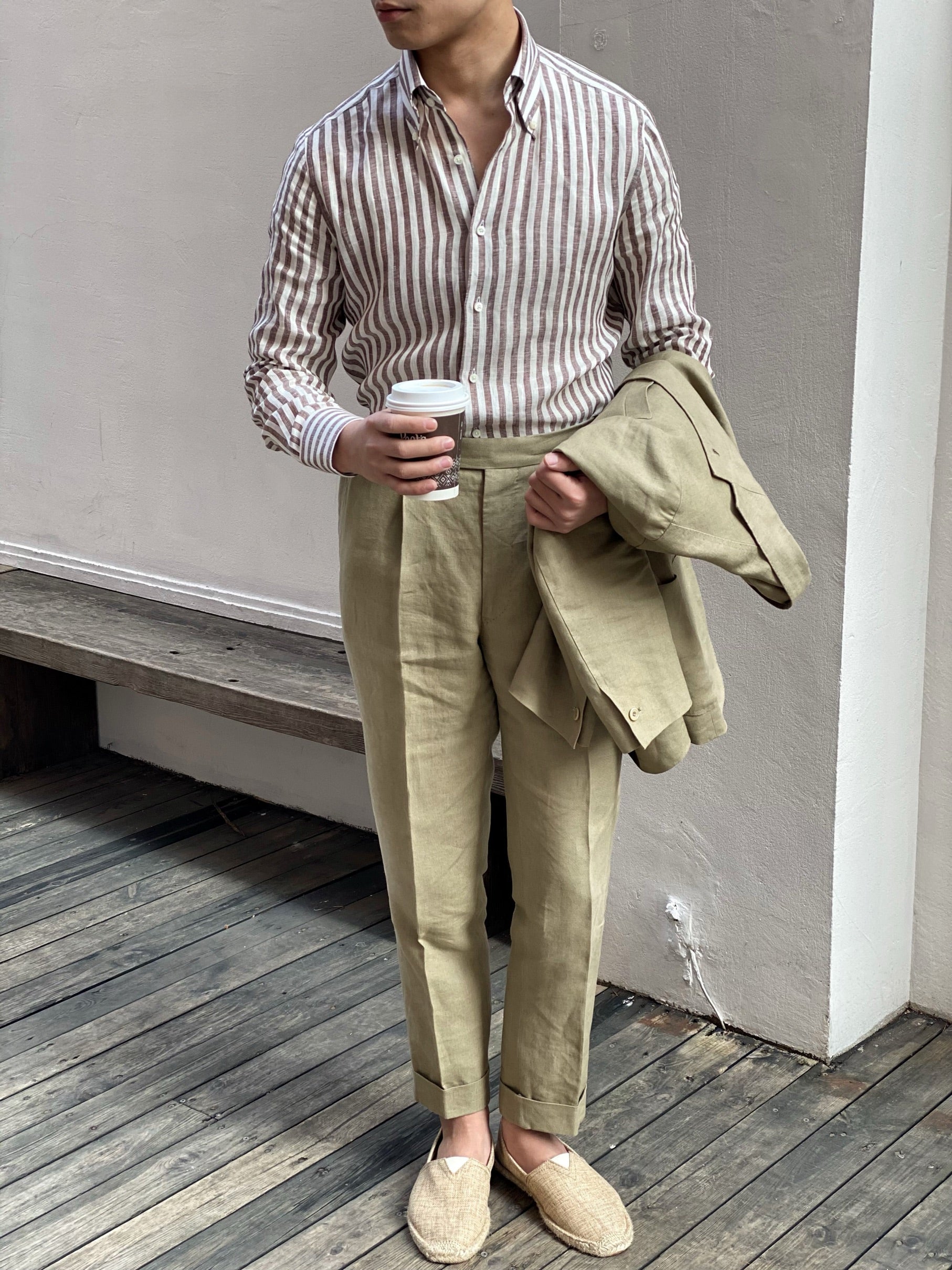 MTO Olive Irish Linen Suit #324