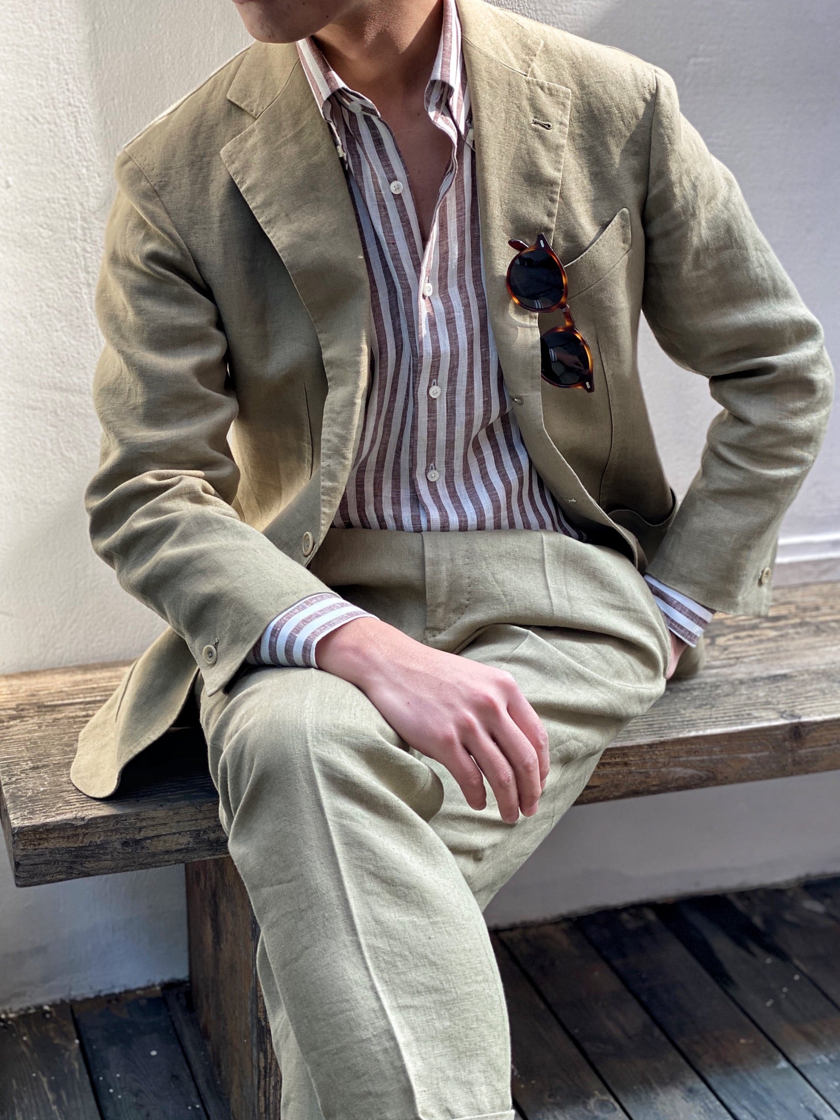 MTO Olive Irish Linen Suit #324