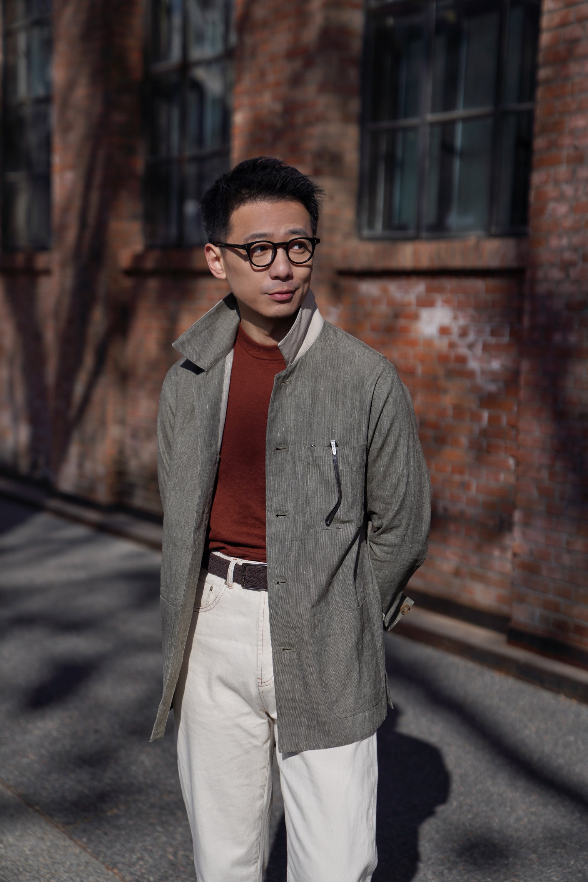Slate Olive Linen Cotton Chore Jacket