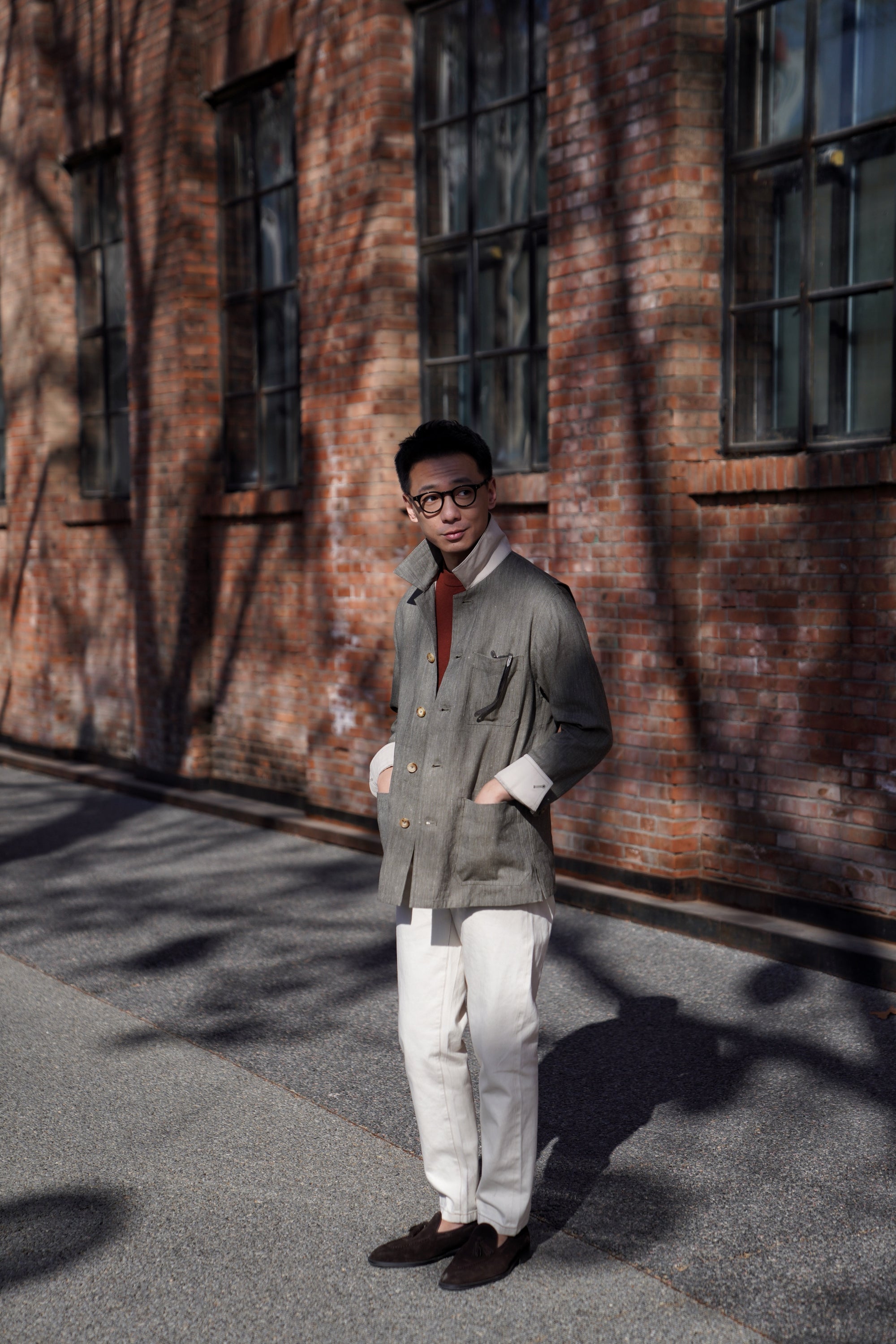 Slate Olive Linen Cotton Chore Jacket