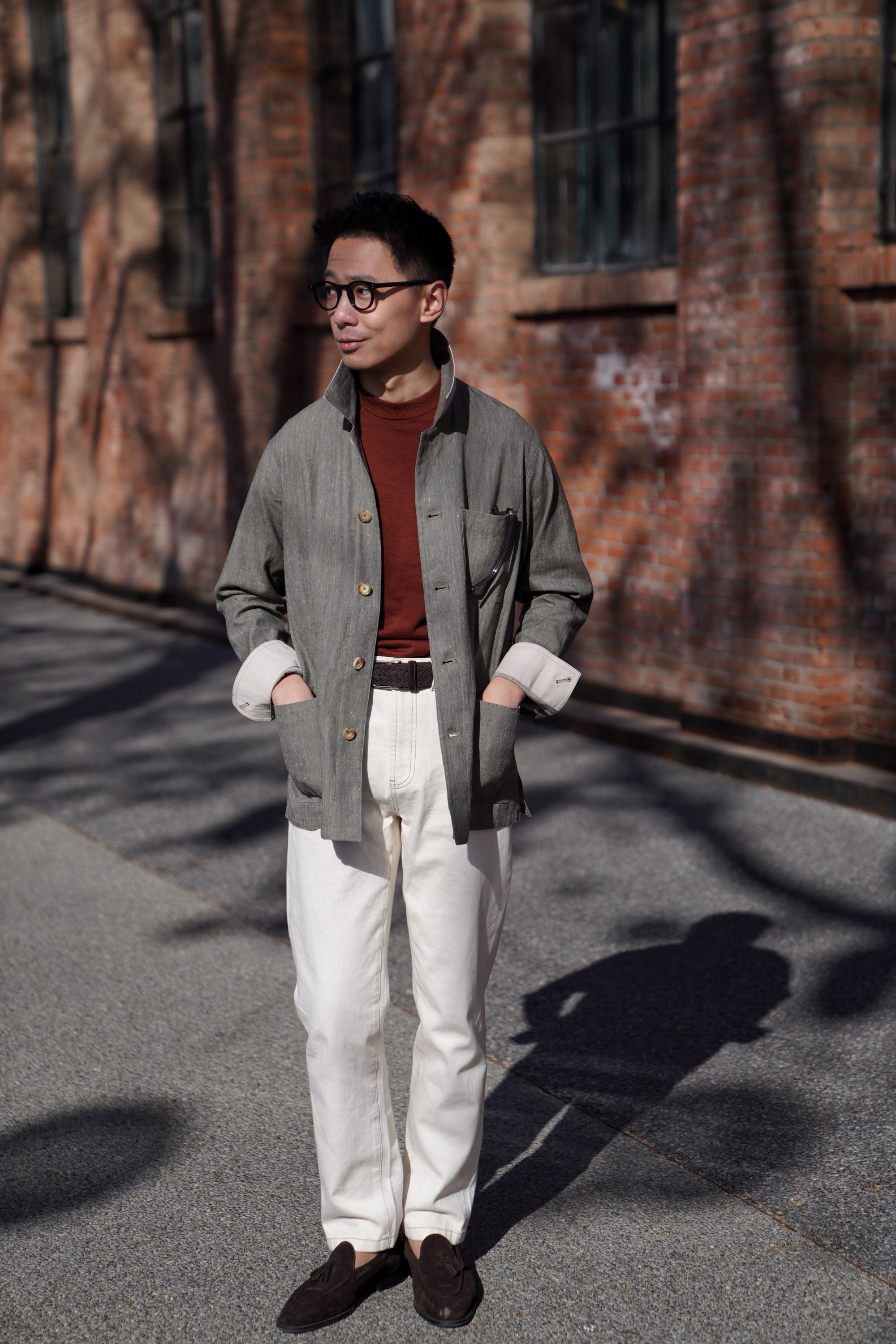 Slate Olive Linen Cotton Chore Jacket
