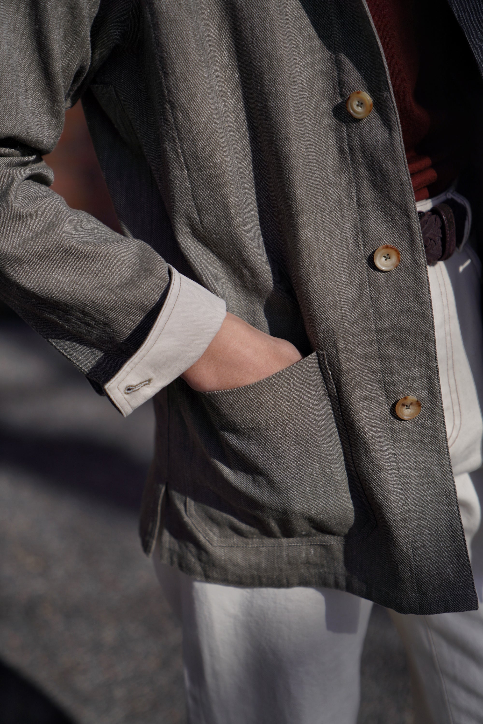 Slate Olive Linen Cotton Chore Jacket