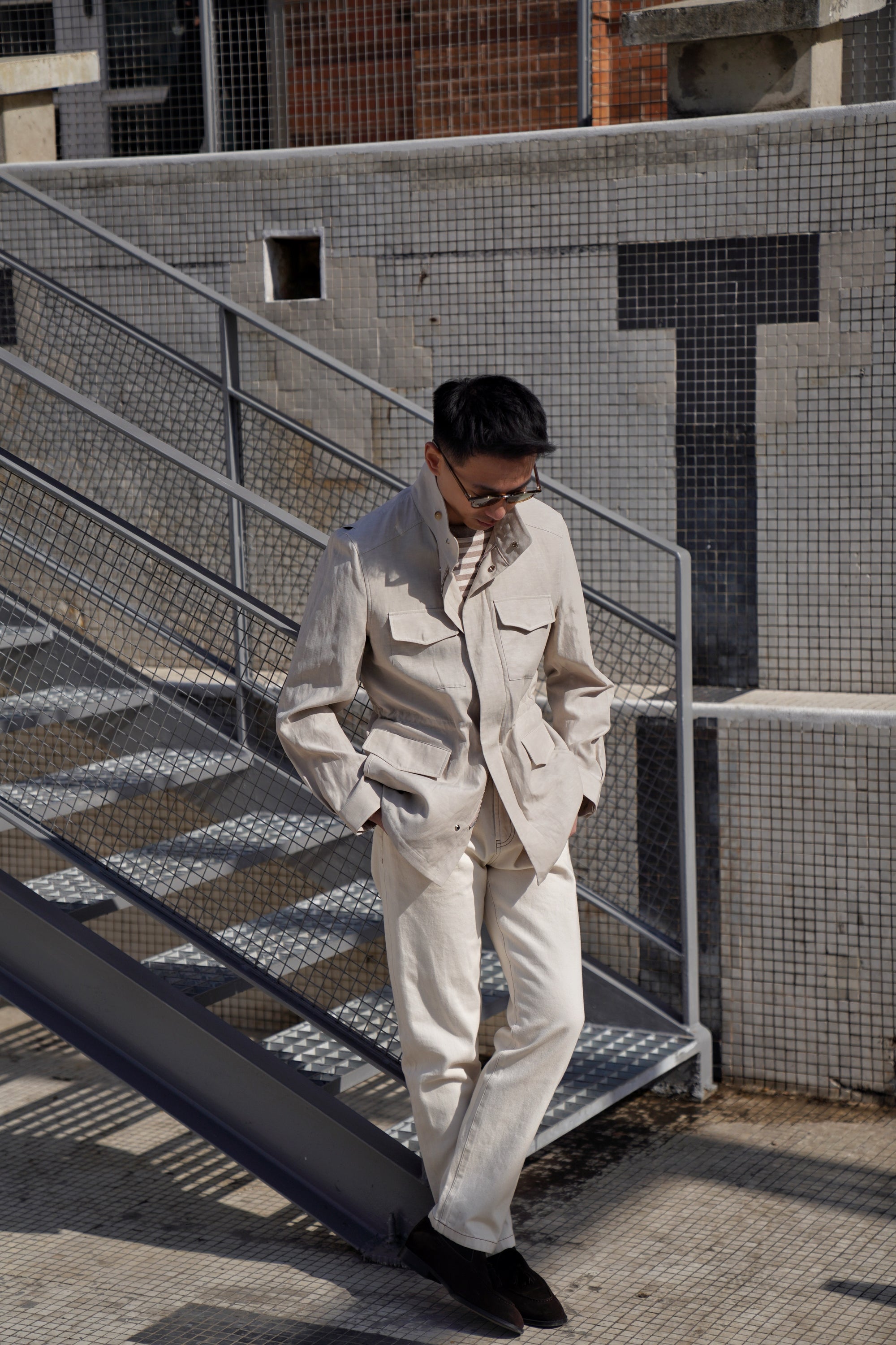 Light Khaki Tencel Linen Cotton M65 Jacket