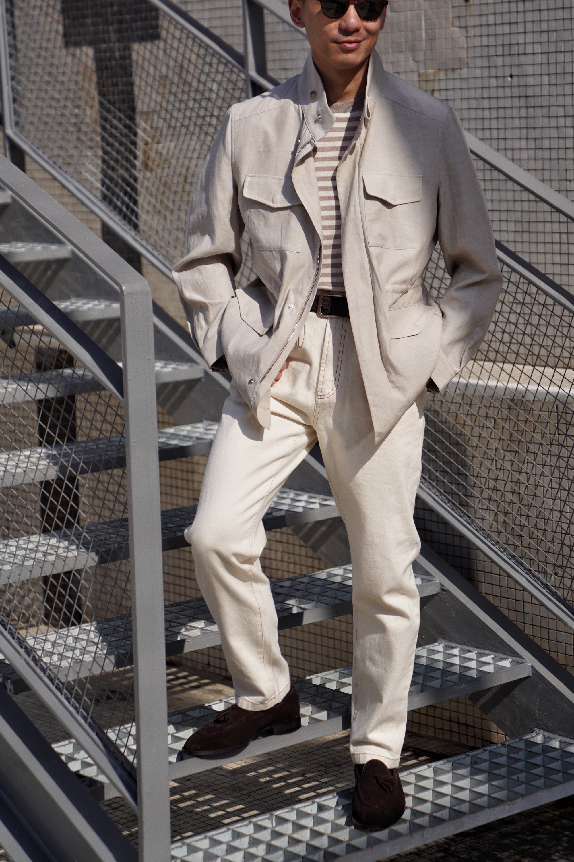 Light Khaki Tencel Linen Cotton M65 Jacket