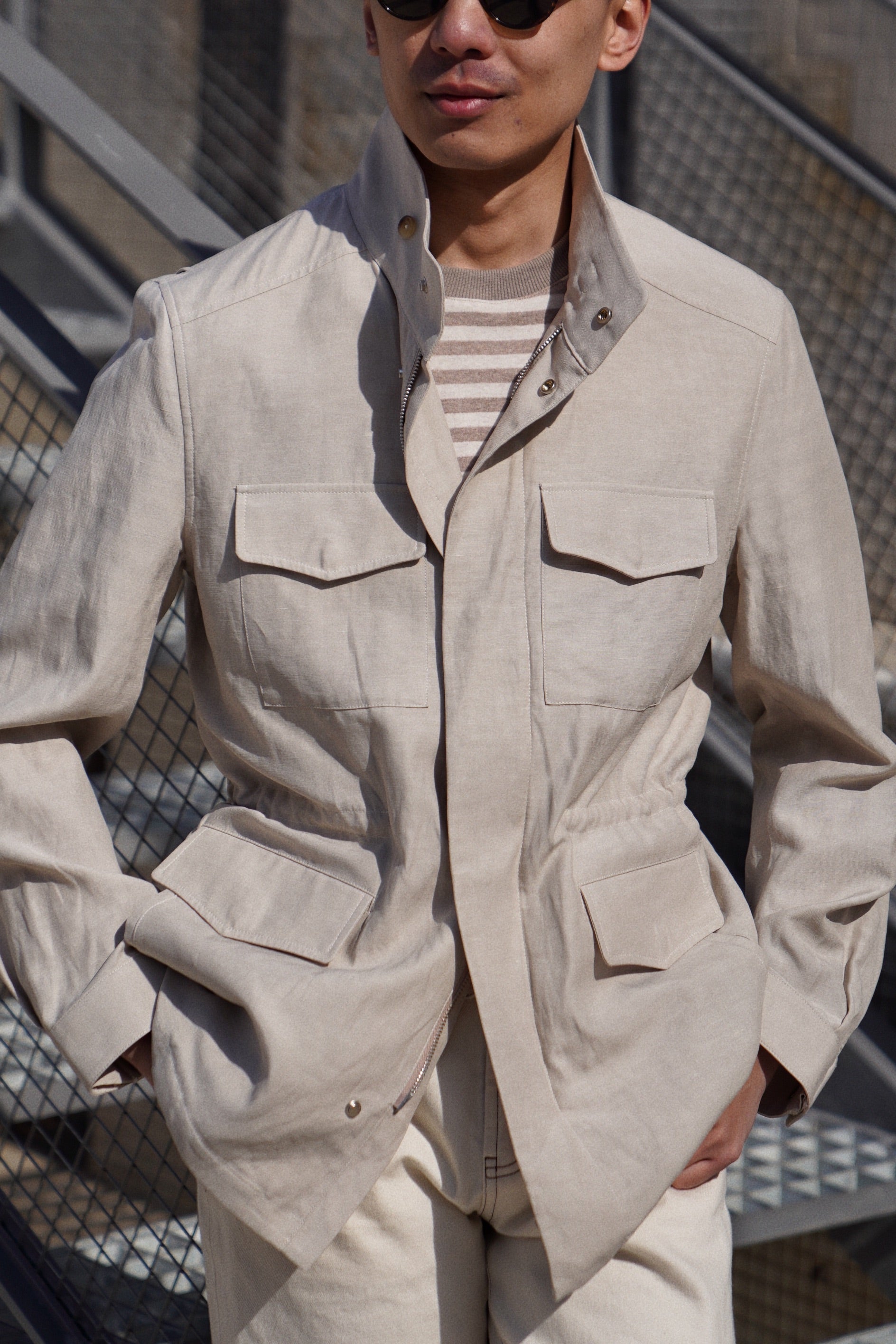 Light Khaki Tencel Linen Cotton M65 Jacket