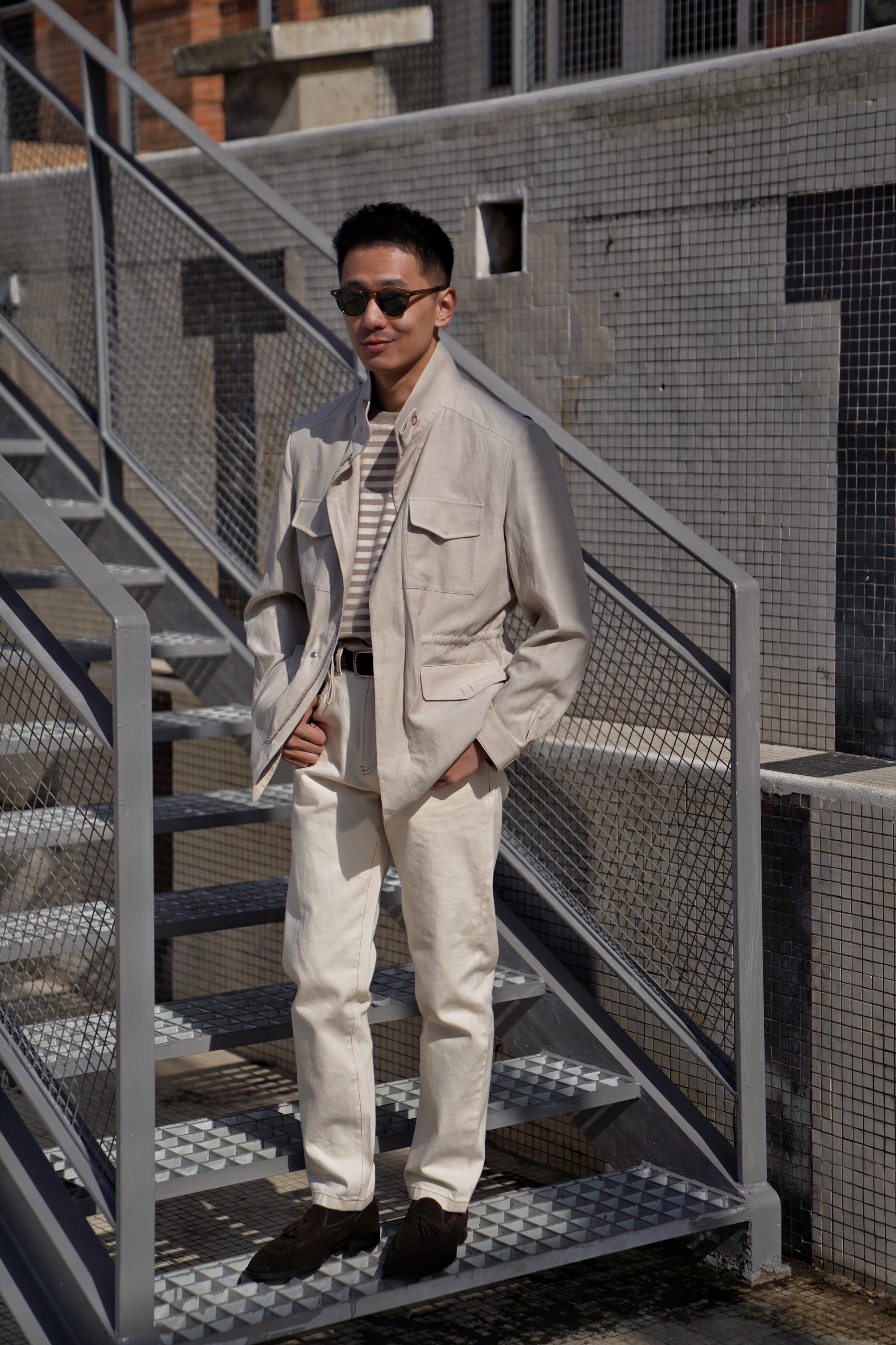 Light Khaki Tencel Linen Cotton M65 Jacket