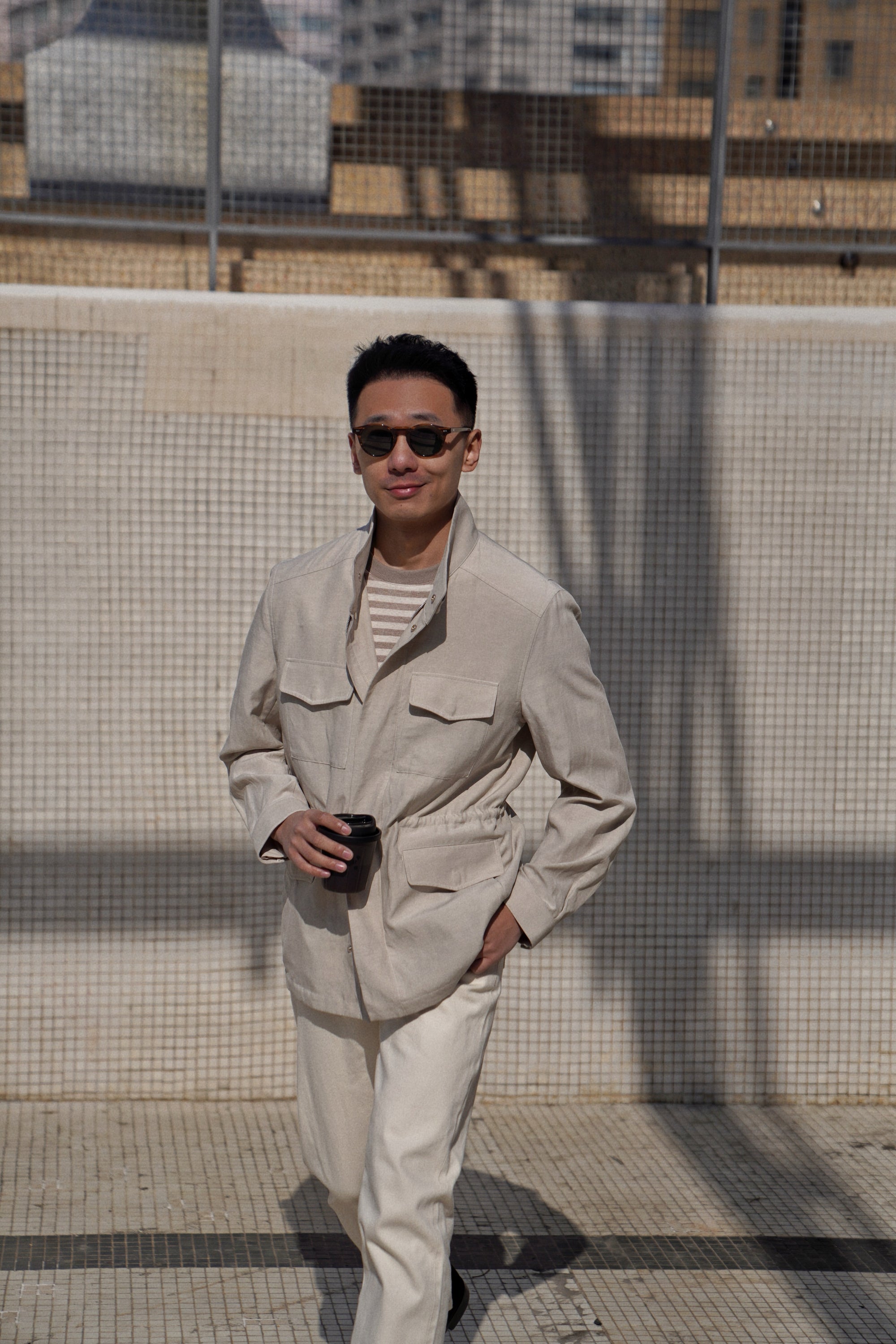 Light Khaki Tencel Linen Cotton M65 Jacket