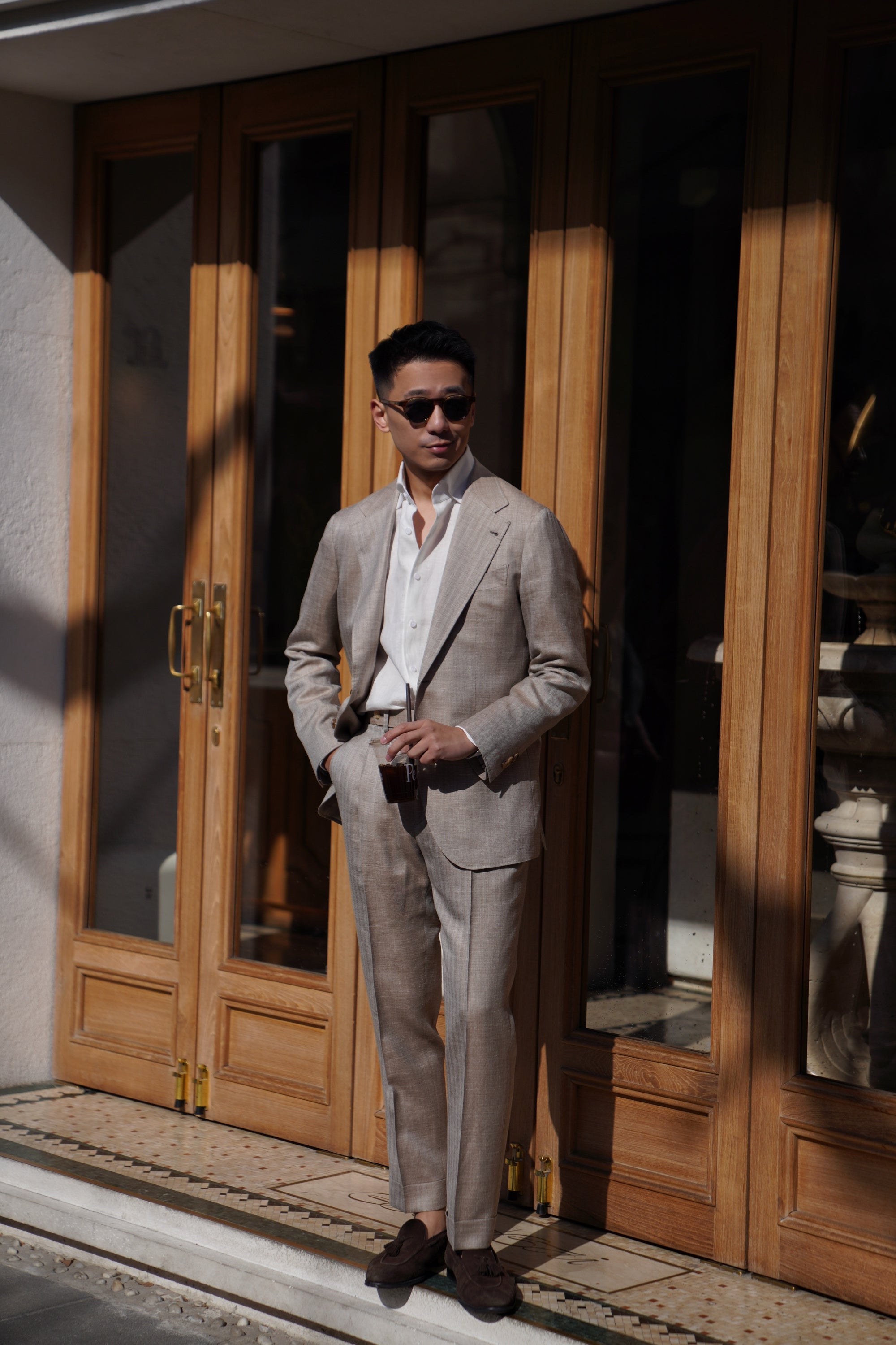White / Pale Blue Linen Shirt