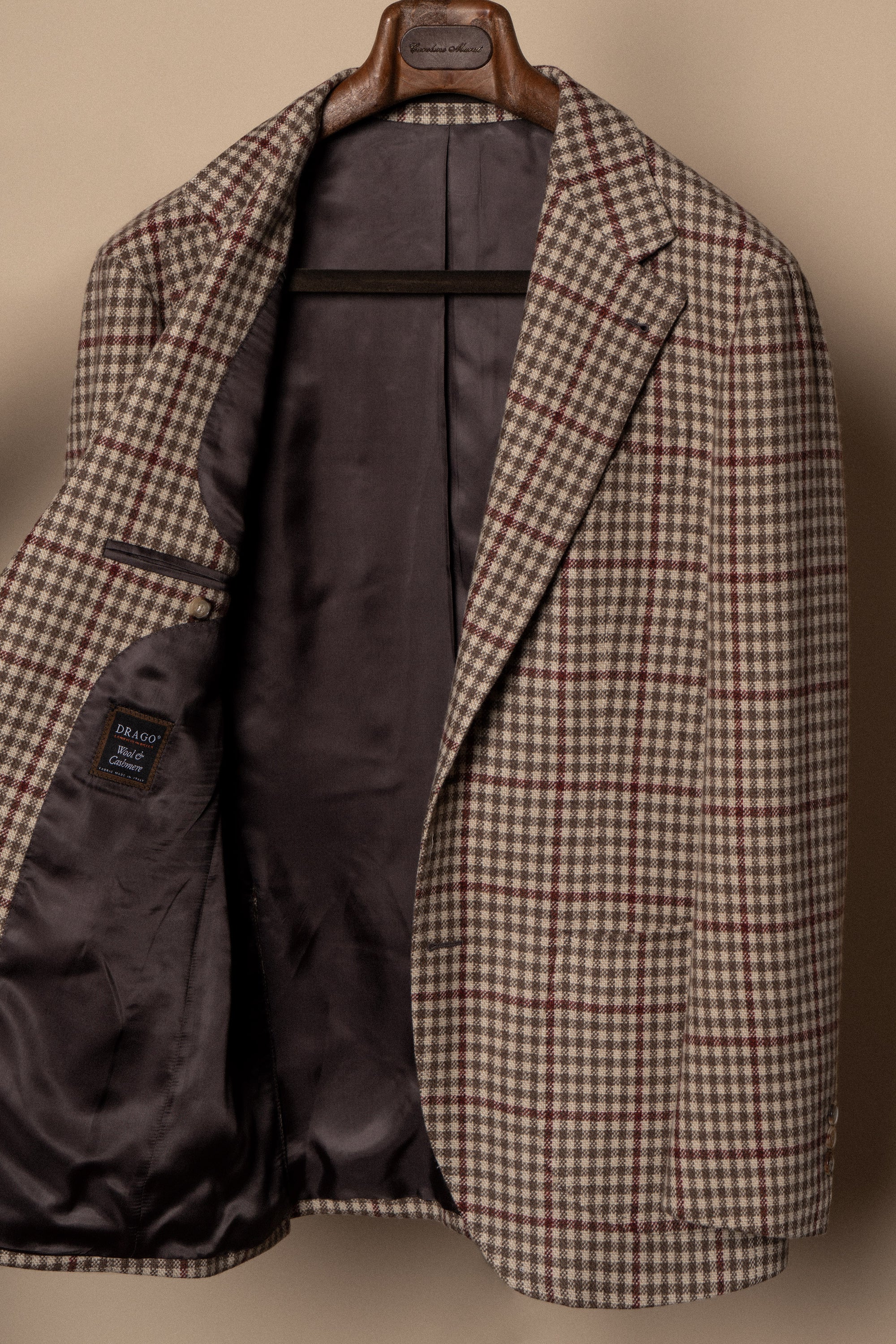 MTO Khaki Houndstooth Wool Cashmere Jacket #331