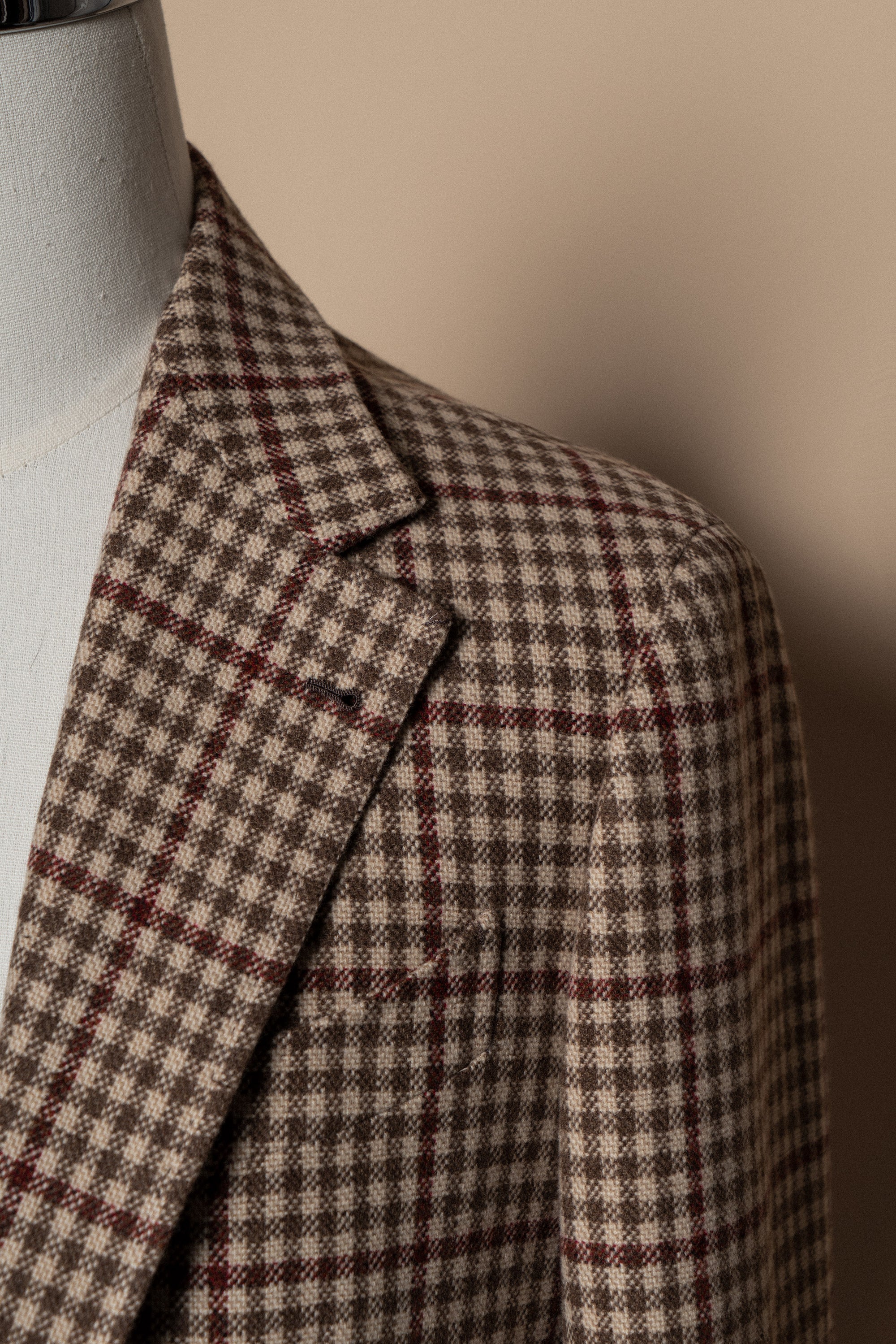 MTO Khaki Houndstooth Wool Cashmere Jacket #331