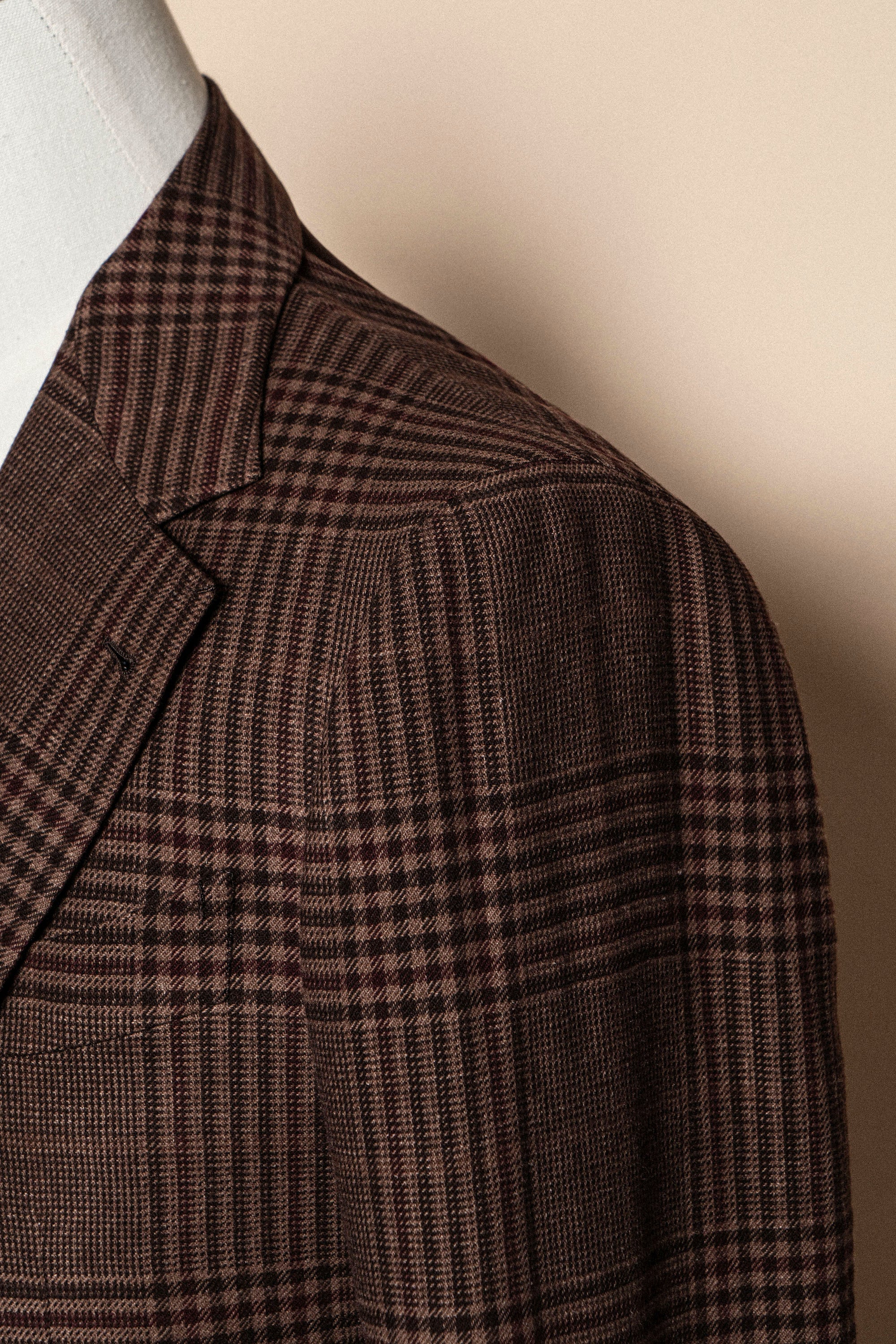 MTO Brown Glen Check Wool Cashmere Linen Jacket #201