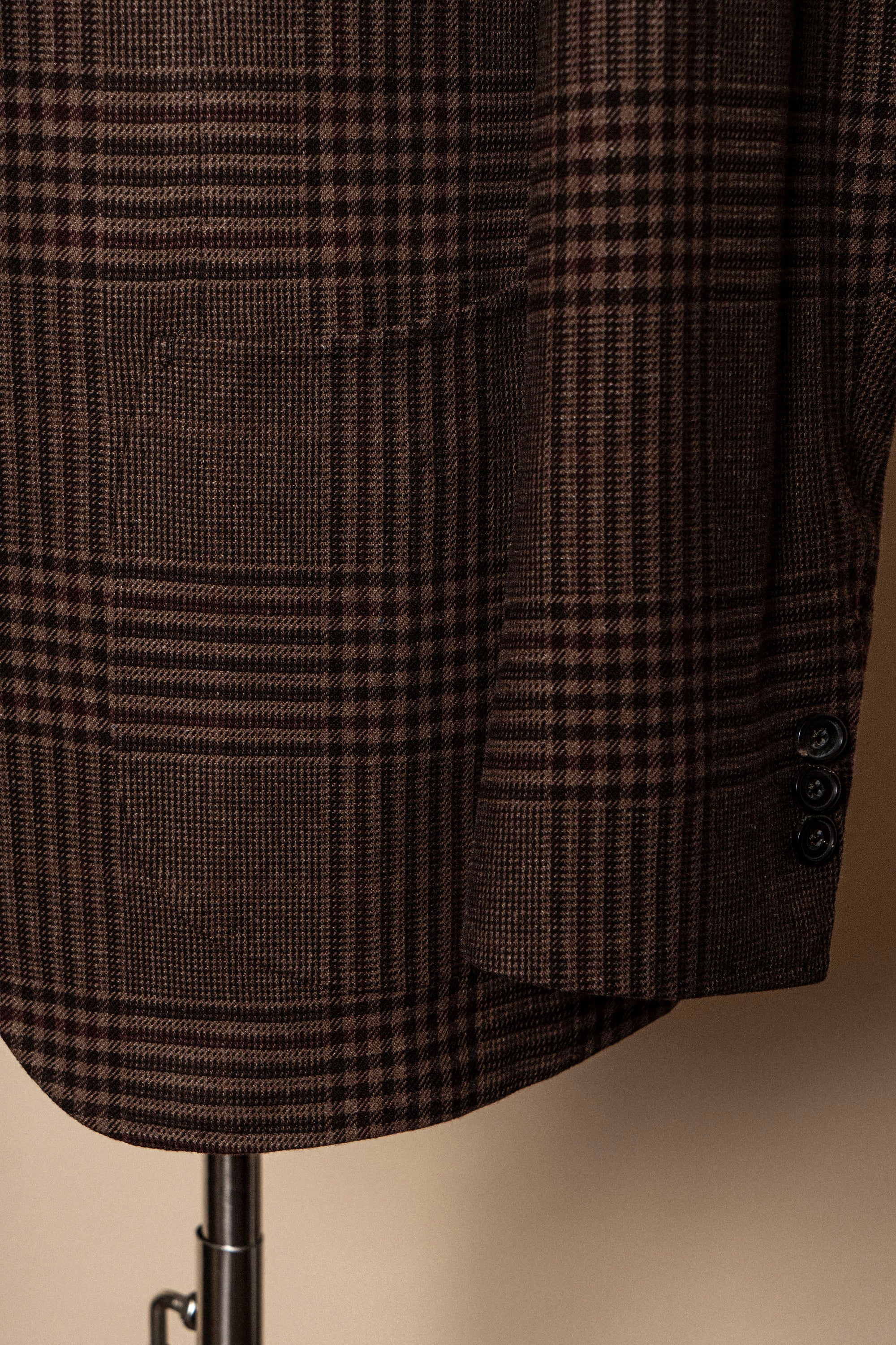 MTO Brown Glen Check Wool Cashmere Linen Jacket #201