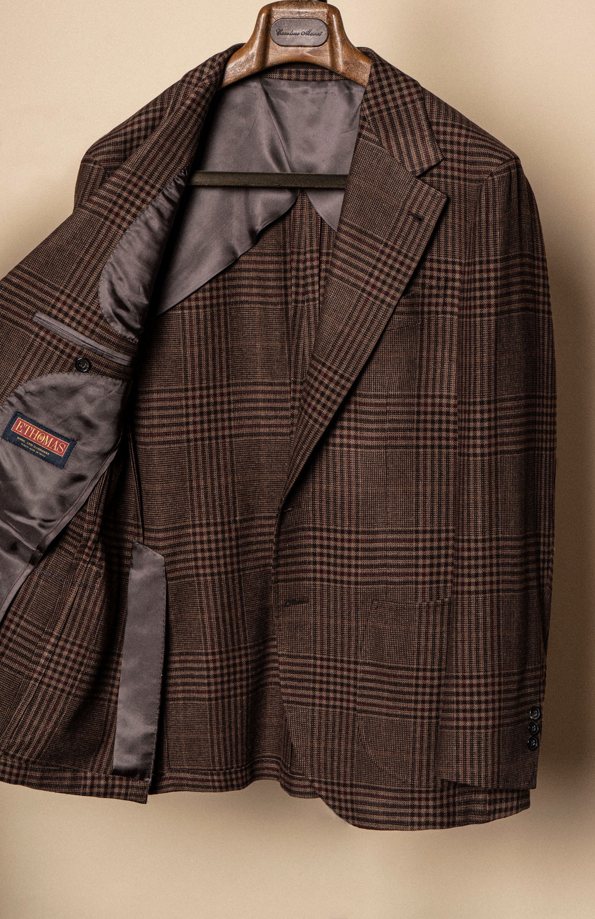 MTO Brown Glen Check Wool Cashmere Linen Jacket #201