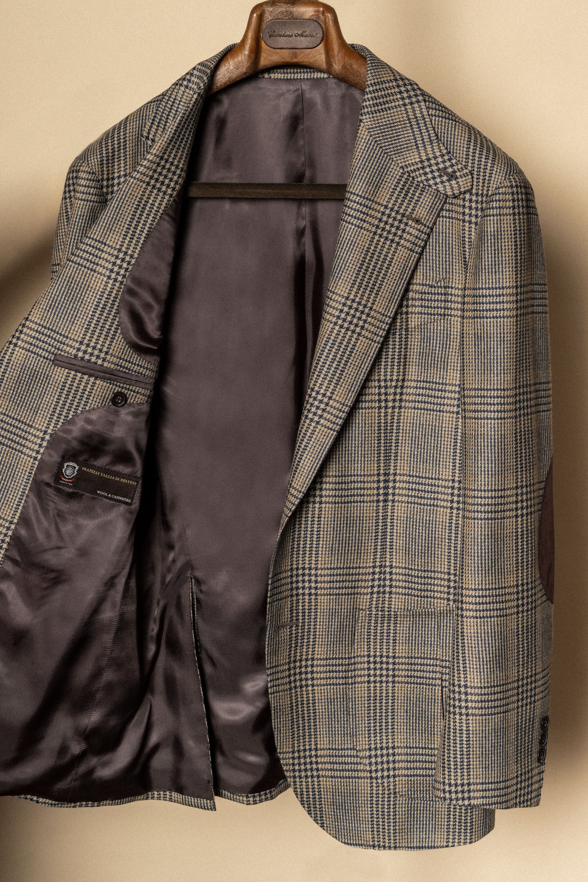 MTO Khaki Glen Check Wool Cashmere Jacket #335