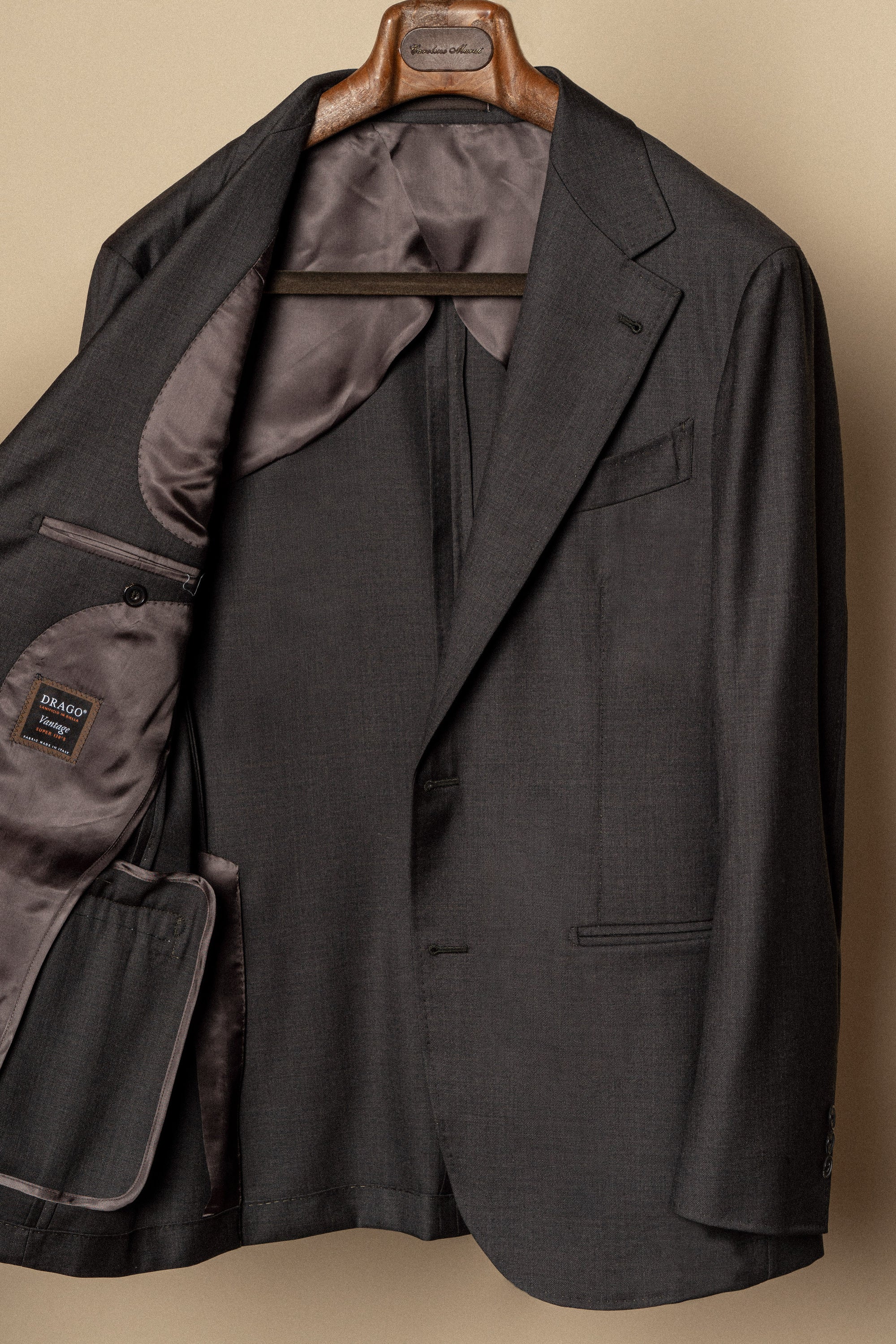 MTO Brown Sharkskin 130s Wool Suit #401