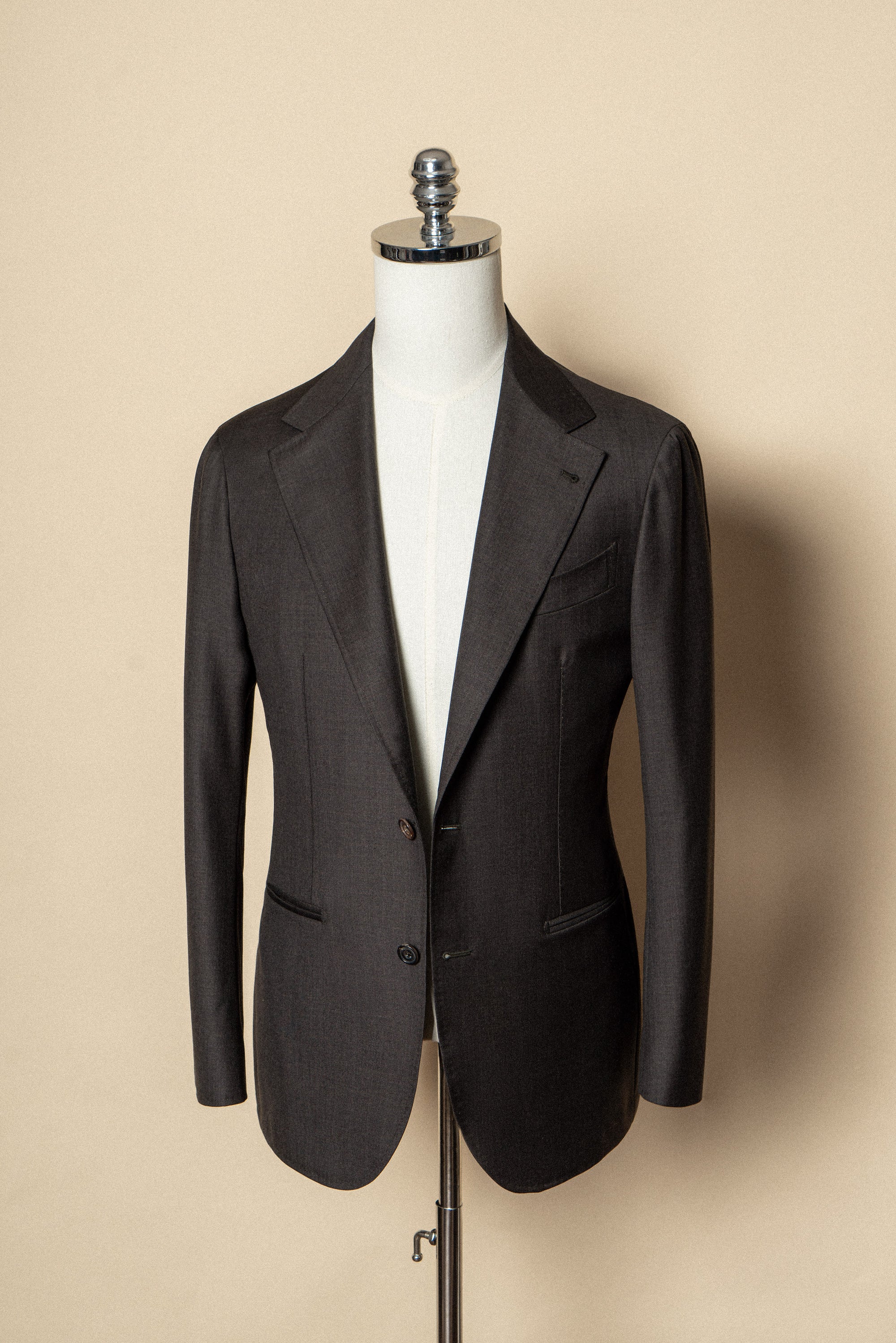 MTO Brown Sharkskin 130s Wool Suit #401