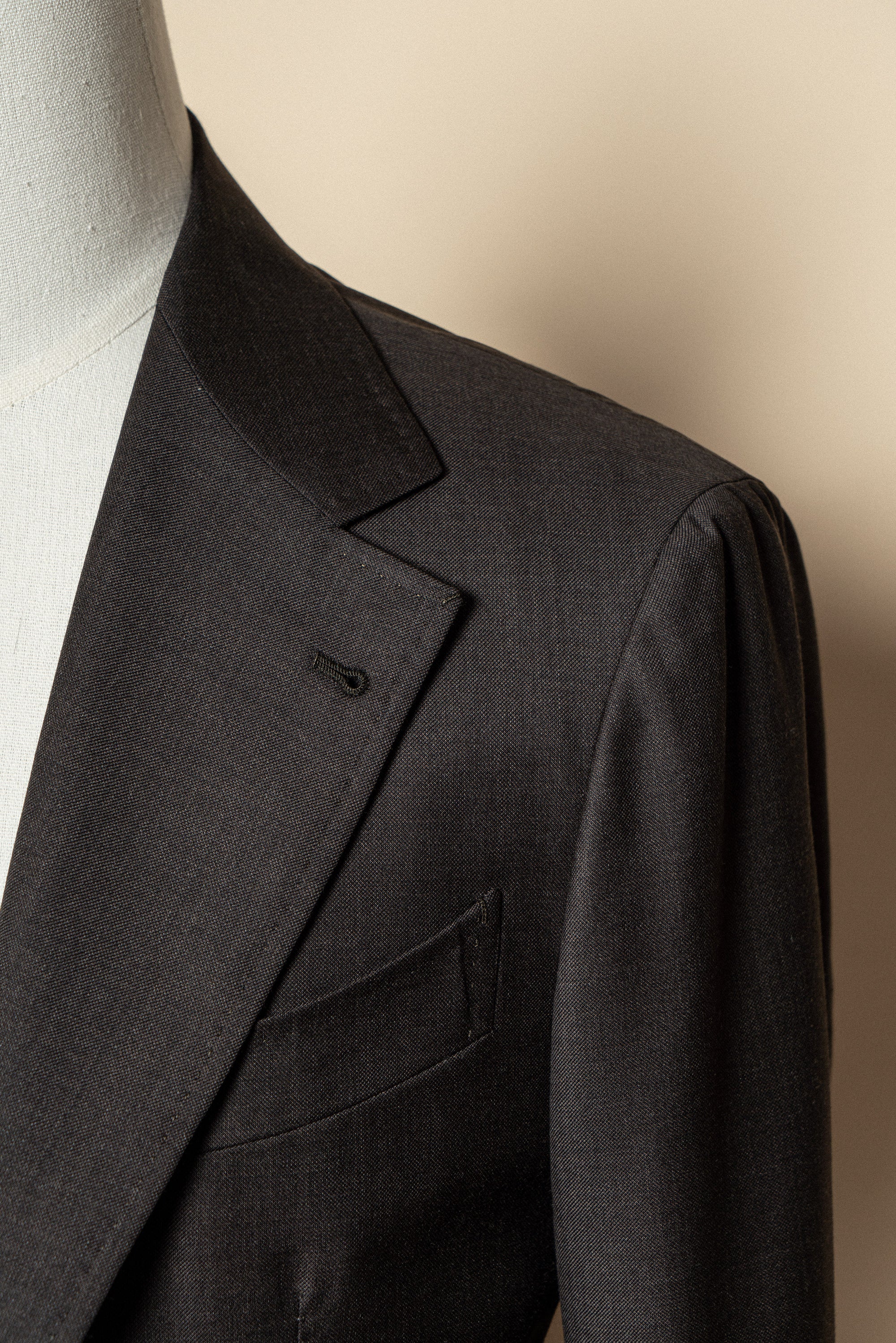 MTO Brown Sharkskin 130s Wool Suit #401