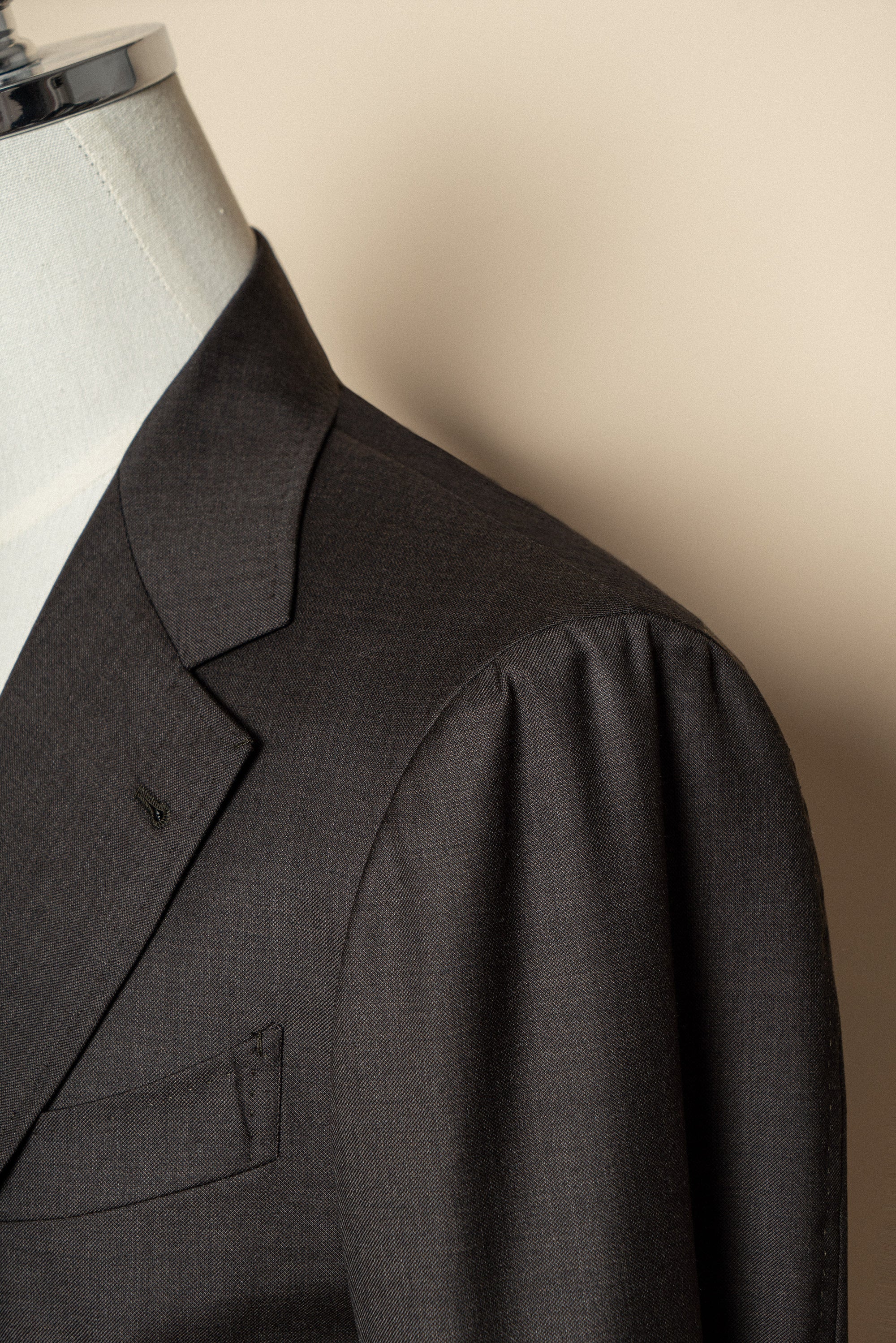 MTO Brown Sharkskin 130s Wool Suit #401