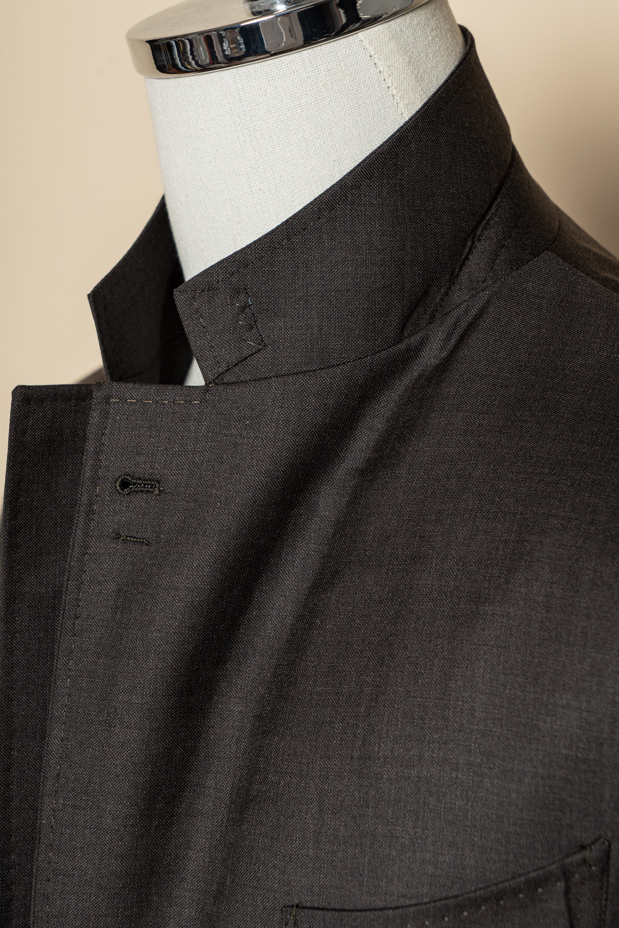MTO Brown Sharkskin 130s Wool Suit #401