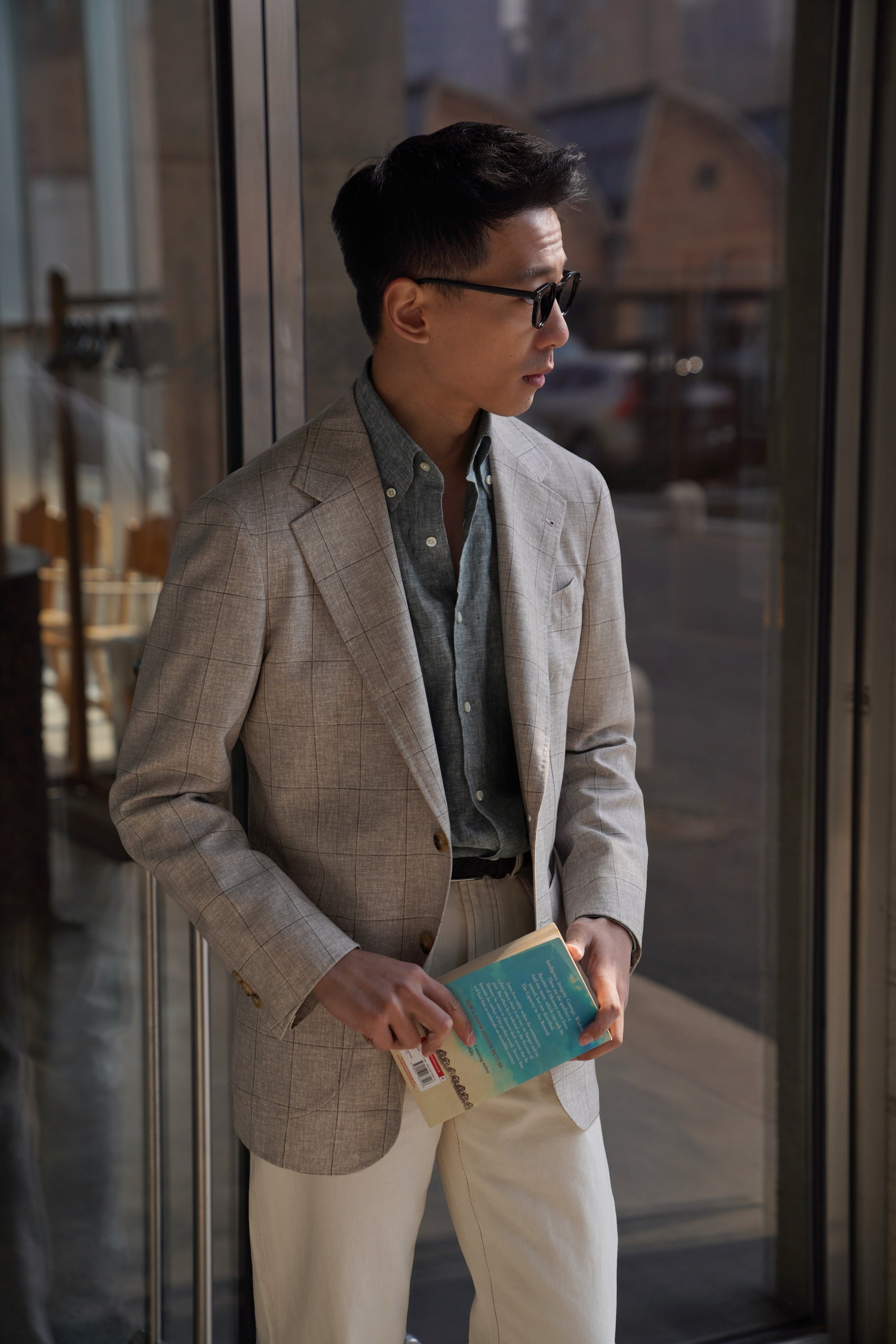 MTO Lake Green / Clay Red Linen Shirt