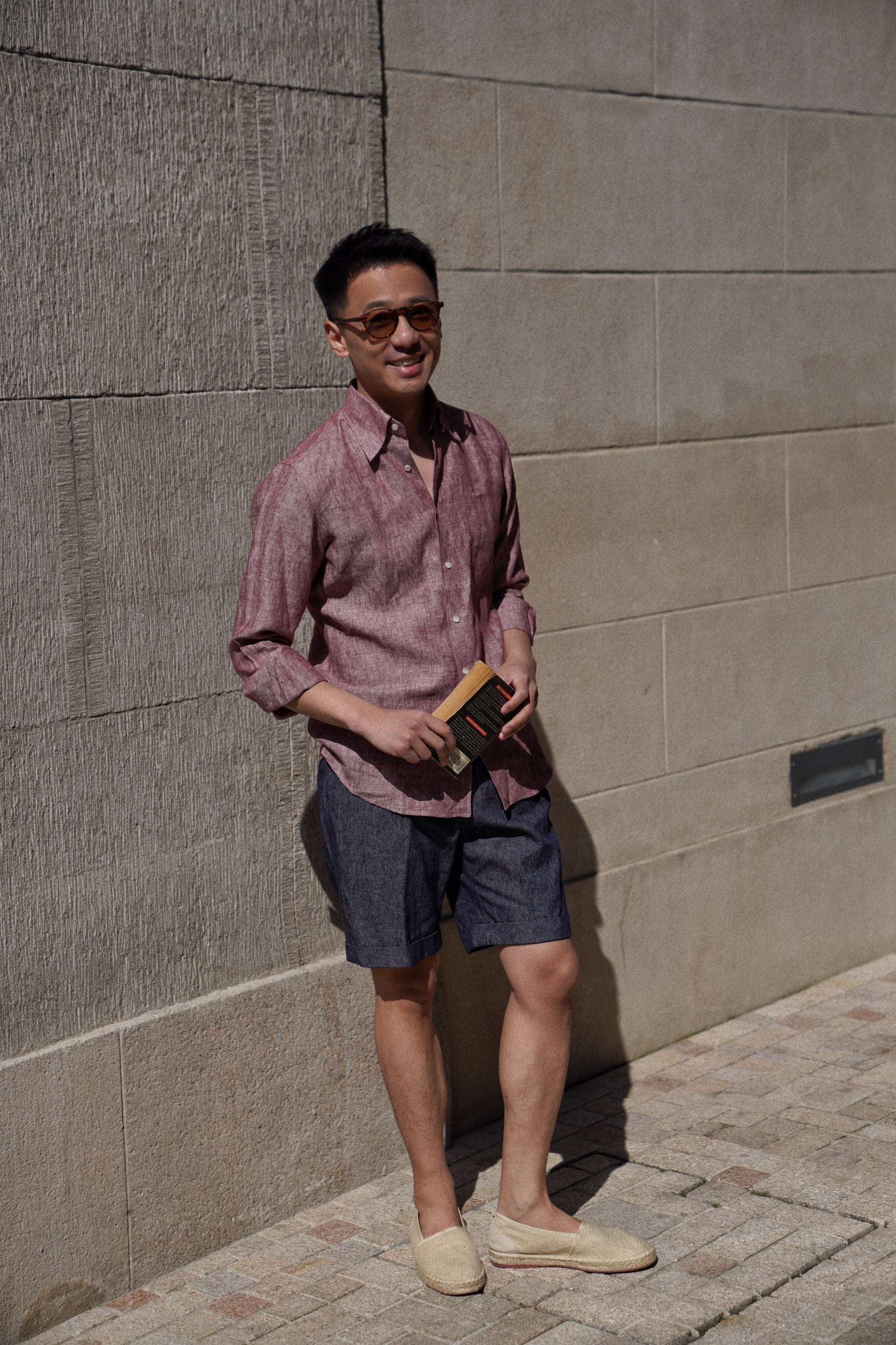 MTO Lake Green / Clay Red Linen Shirt