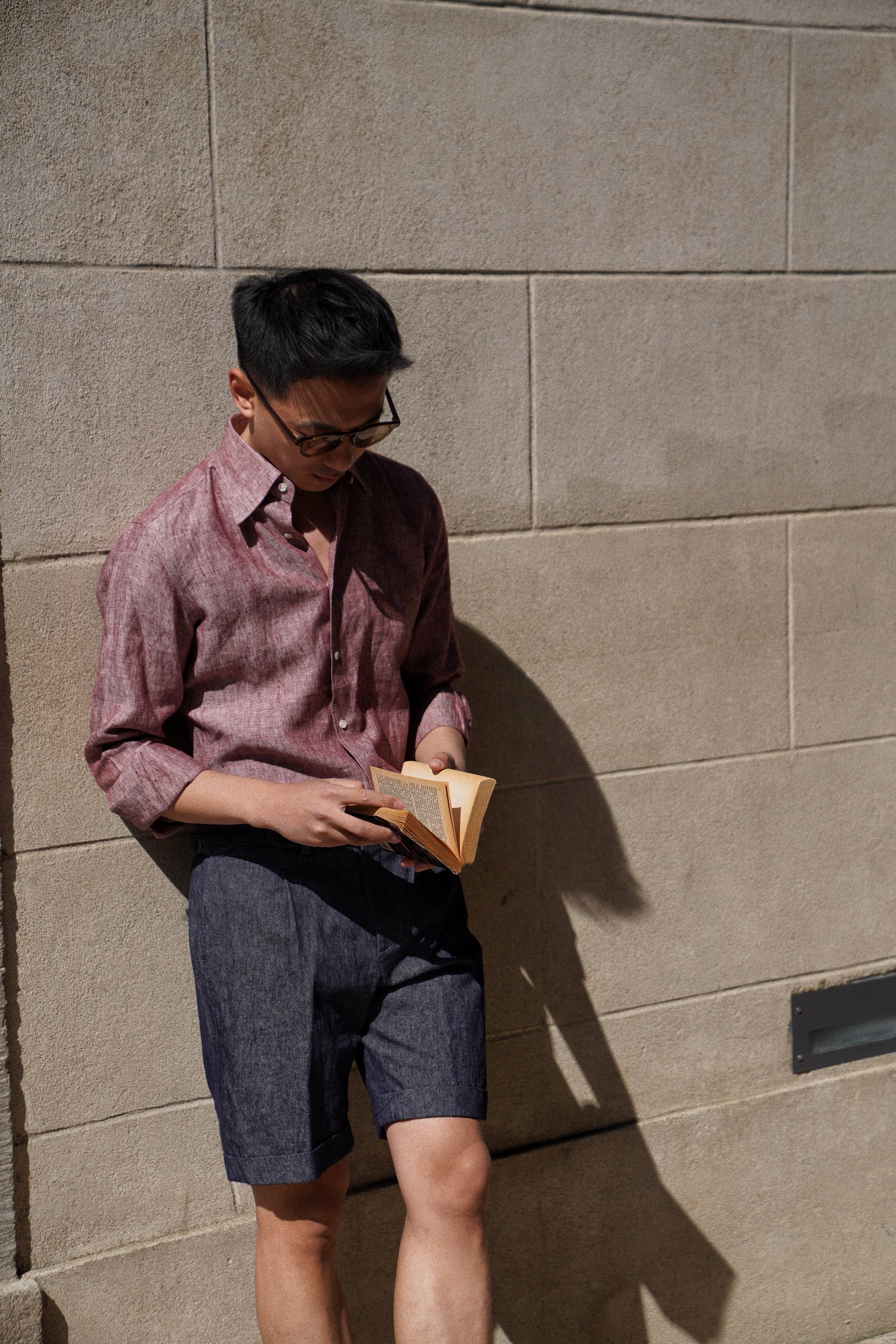 MTO Lake Green / Clay Red Linen Shirt