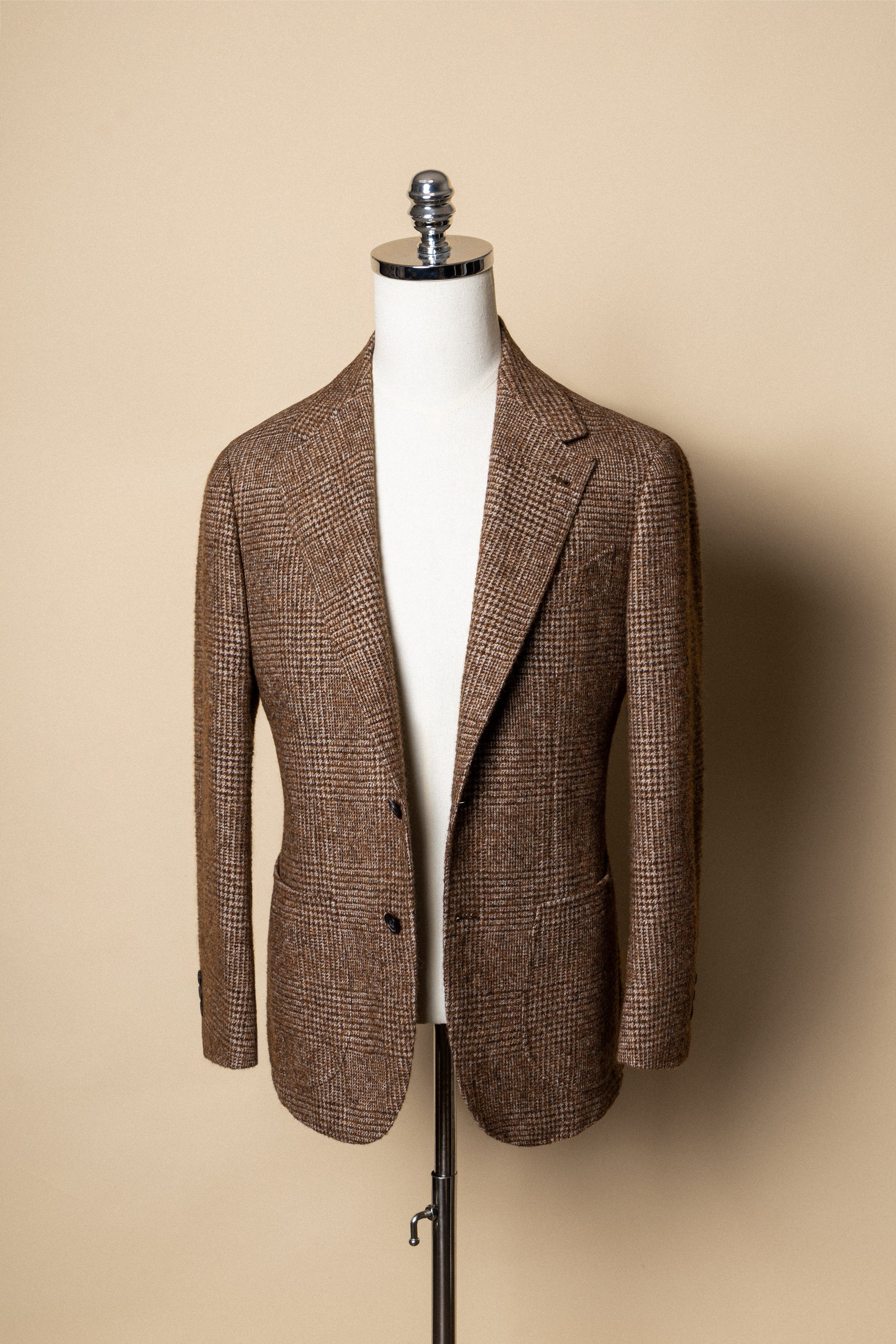 MTO Caramel Glen Check Camel Hair Silk Cashmere Jacket #368