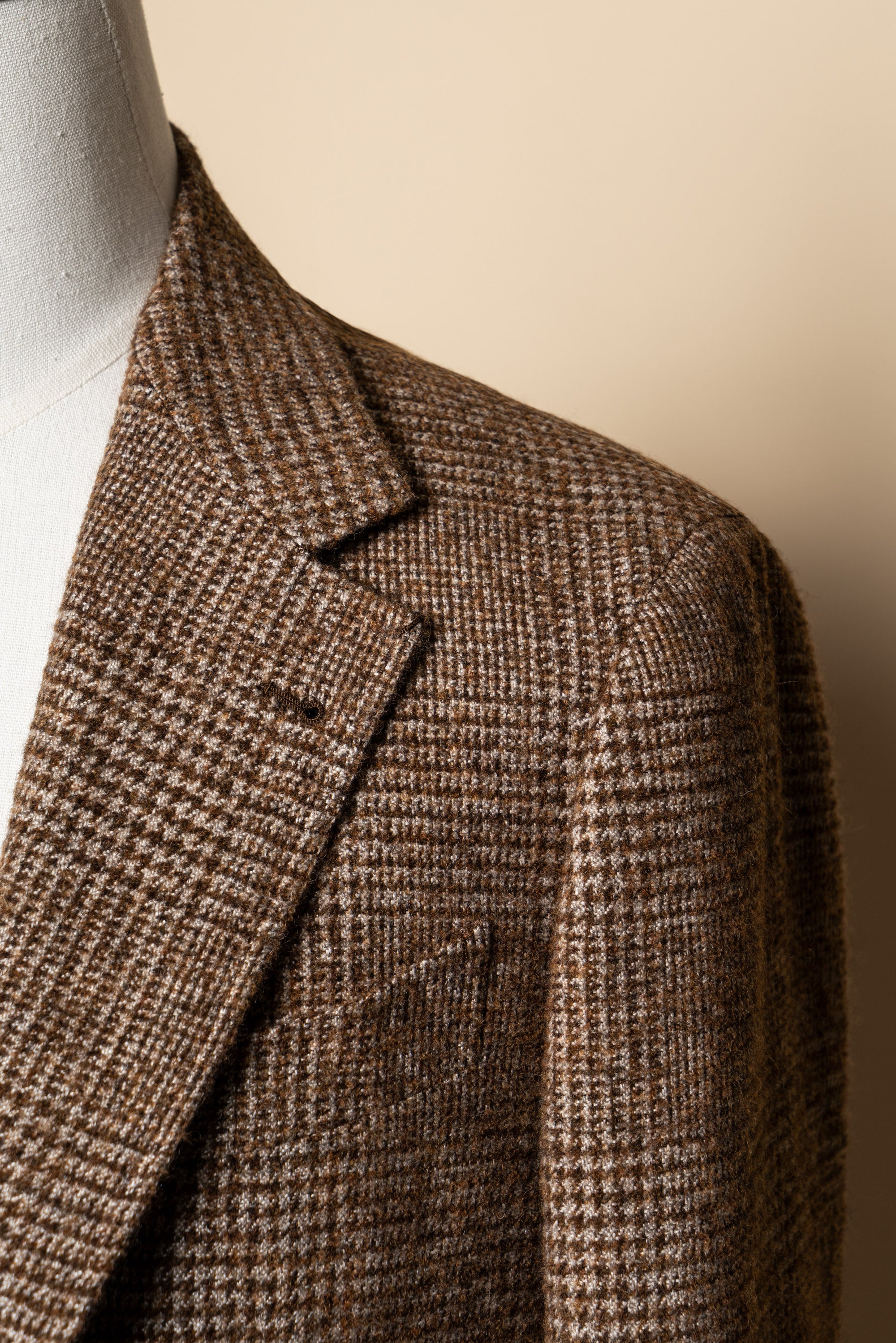 MTO Caramel Glen Check Camel Hair Silk Cashmere Jacket #368