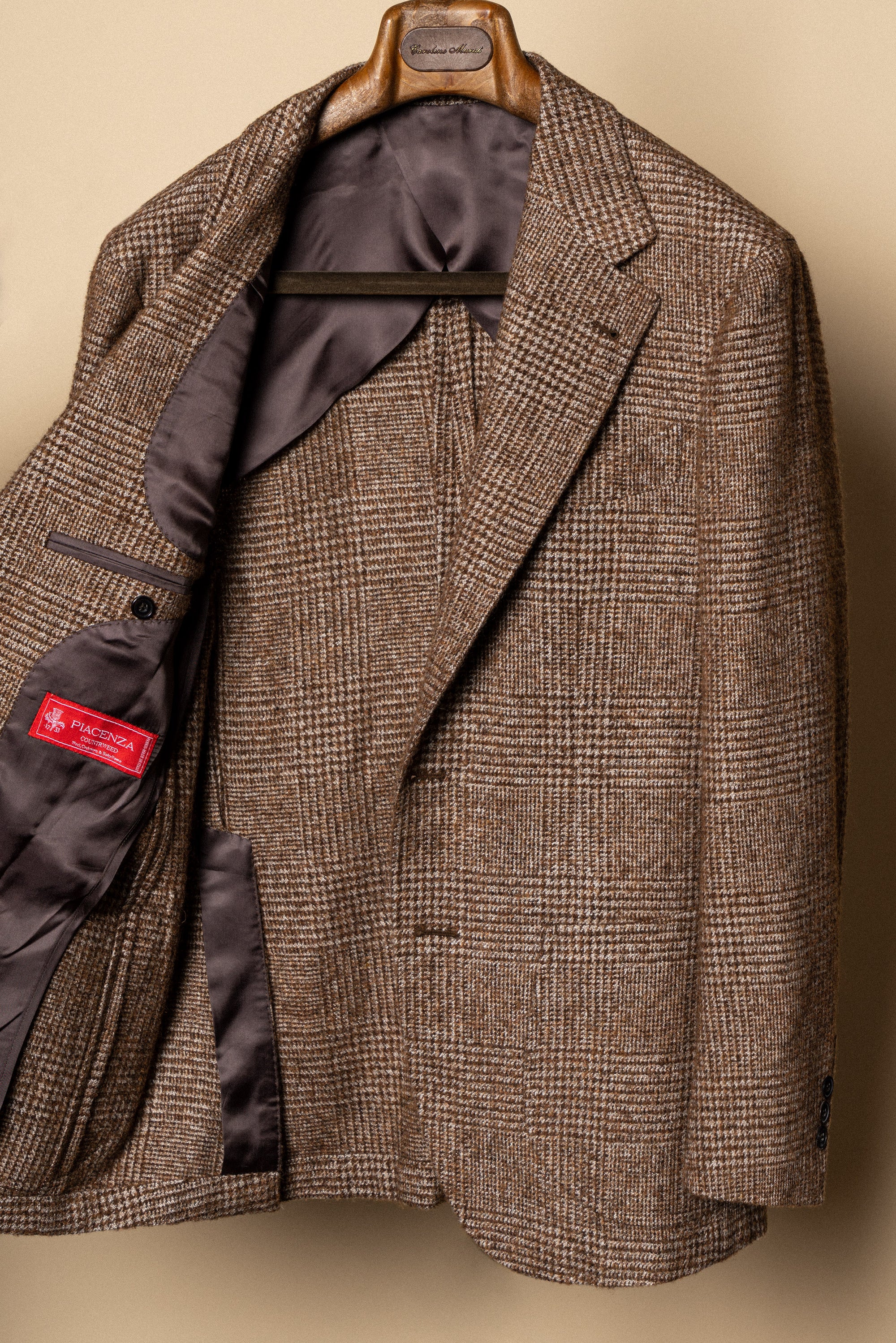 MTO Caramel Glen Check Camel Hair Silk Cashmere Jacket #368